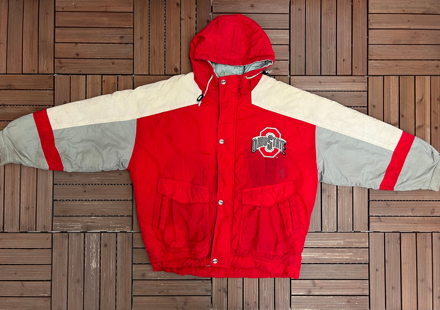 Ohio State Buckeyes Puffer Jacket | Size X-Large | Vintage 1990s College Sports Red Jacket |