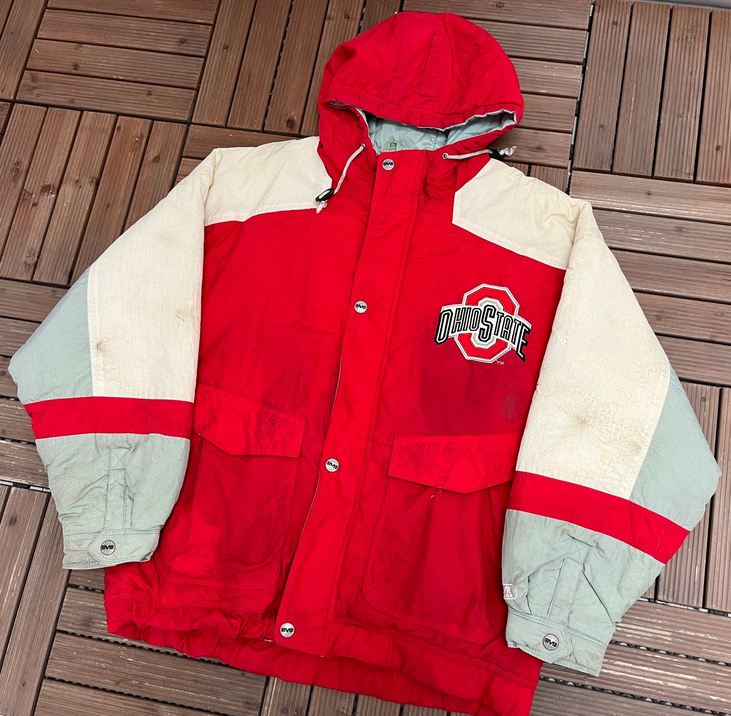 Ohio State Buckeyes Puffer Jacket | Size X-Large | Vintage 1990s College Sports Red Jacket |