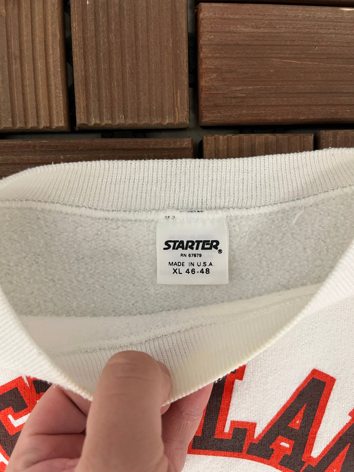 Cleveland Browns Spell Out Graphic Crewneck | Size X-Large | Vintage 1990s NFL Football White Sweater |