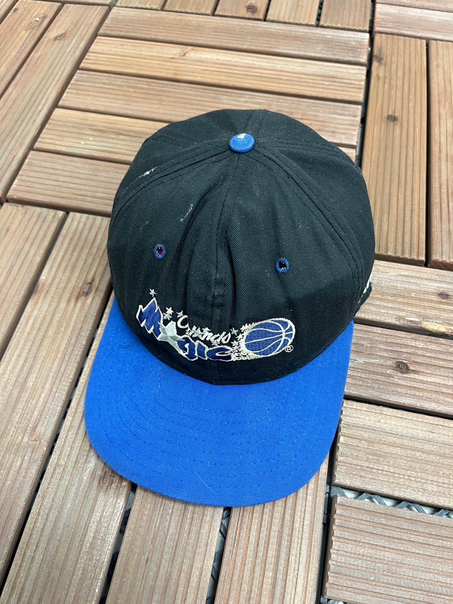 Orlando Magic Embroidered Graphic Hat | Snap Back | Vintage 1990s NBA Basketball Black Cap |