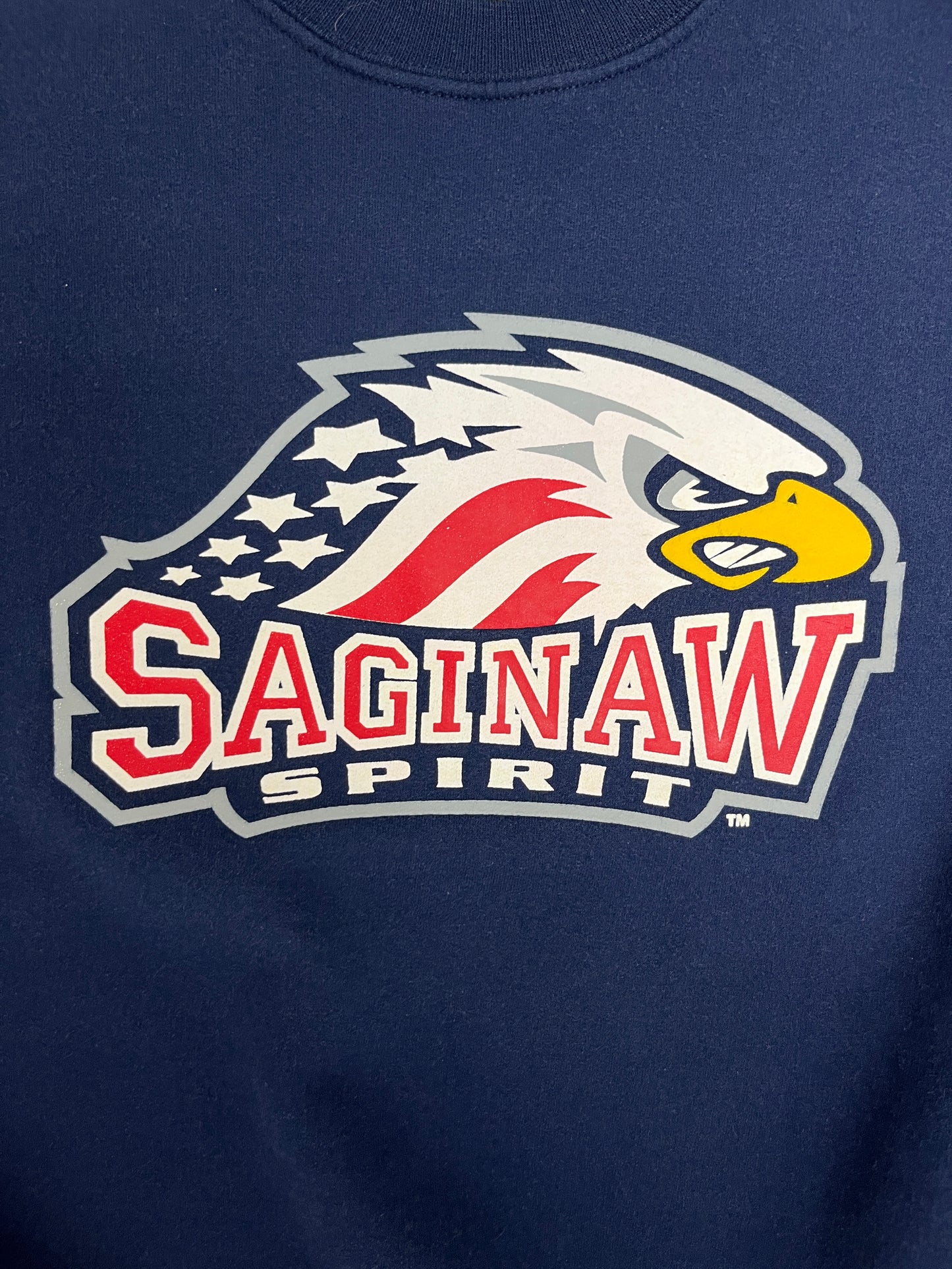 Saginaw Spirit Graphic Crewneck | Size X-Large | Vintage 2000s OHL Hockey Blue Sweater |