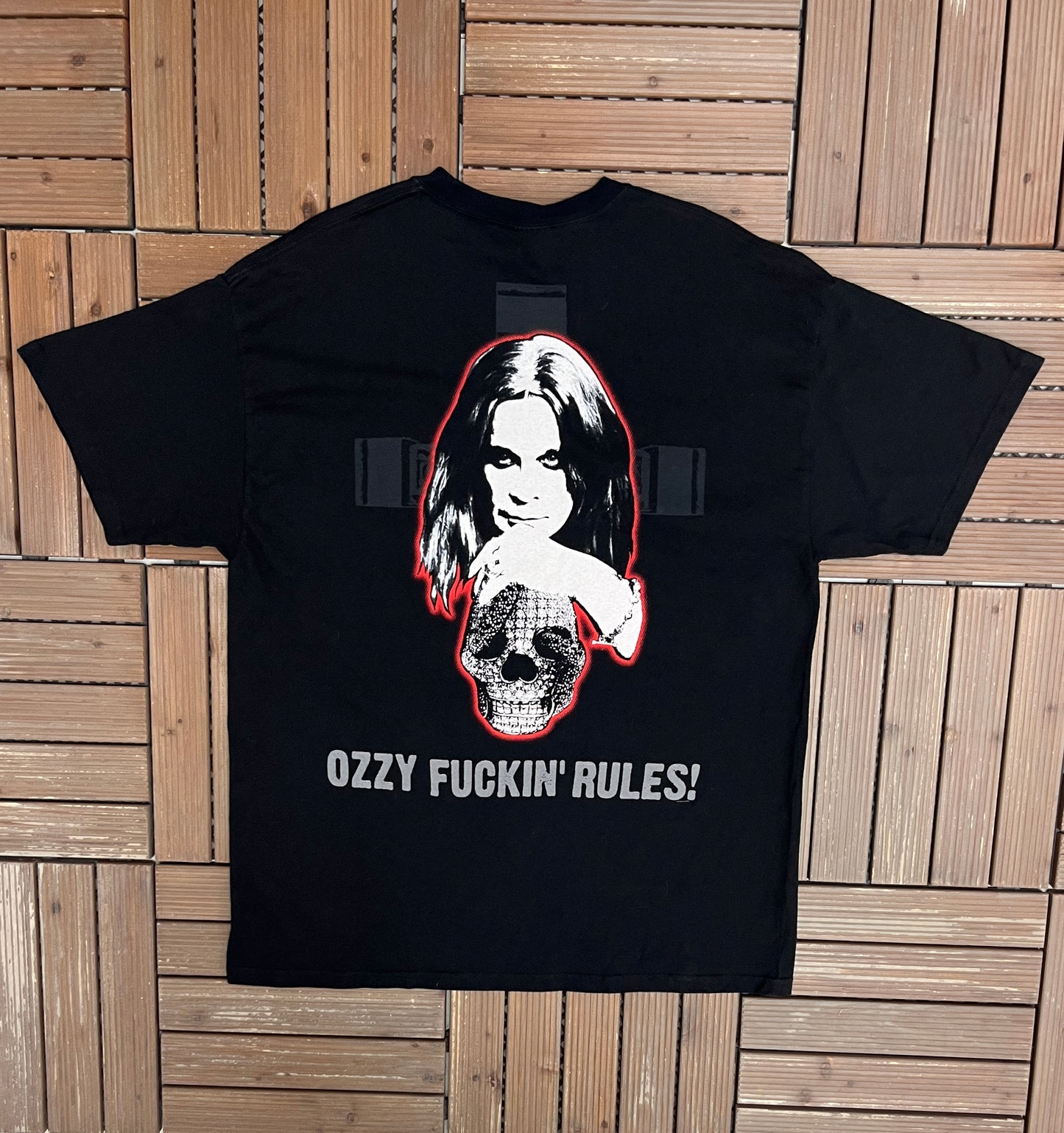 OzzFan Official Member Ozzy Rules! Graphic Tee | Size X-Large | Vintage 2000s Metal Rock Music Black T-Shirt |