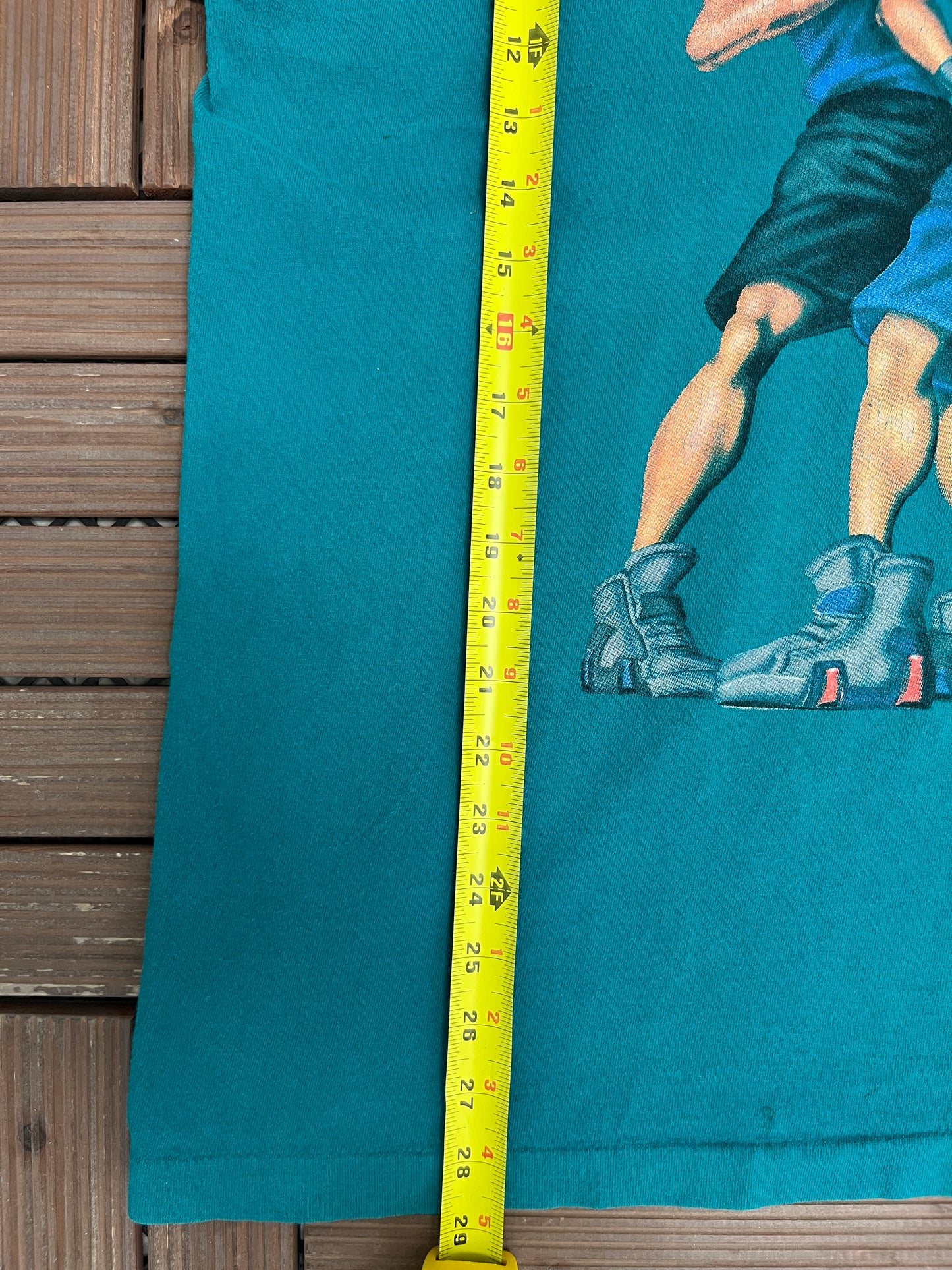 PowerPlay Basketball Graphic Tee | Size X-Large | Vintage 1990s Basketball Teal T-Shirt |
