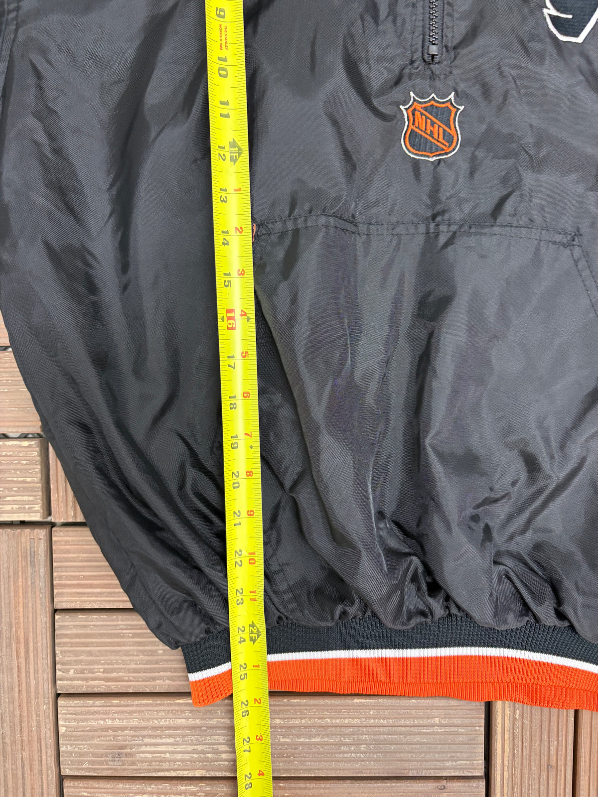 Philadelphia Flyers Embroidered Graphic Jacket | Size Medium | Vintage 1990s NHL Hockey Black Jacket |