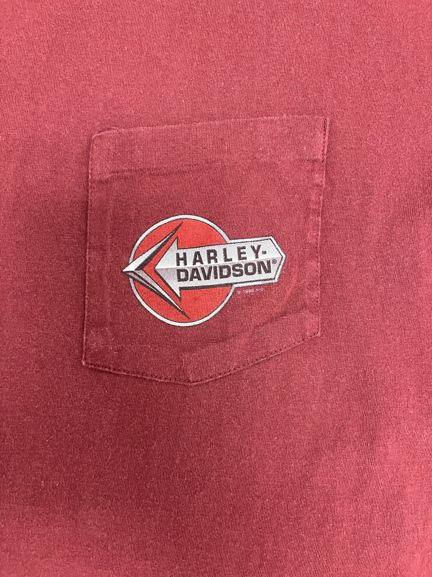 Harley Davidson North Tonawanda Graphic Tee | Size X-Large | Vintage 1990s Biker Motorcycle Red T-Shirt |