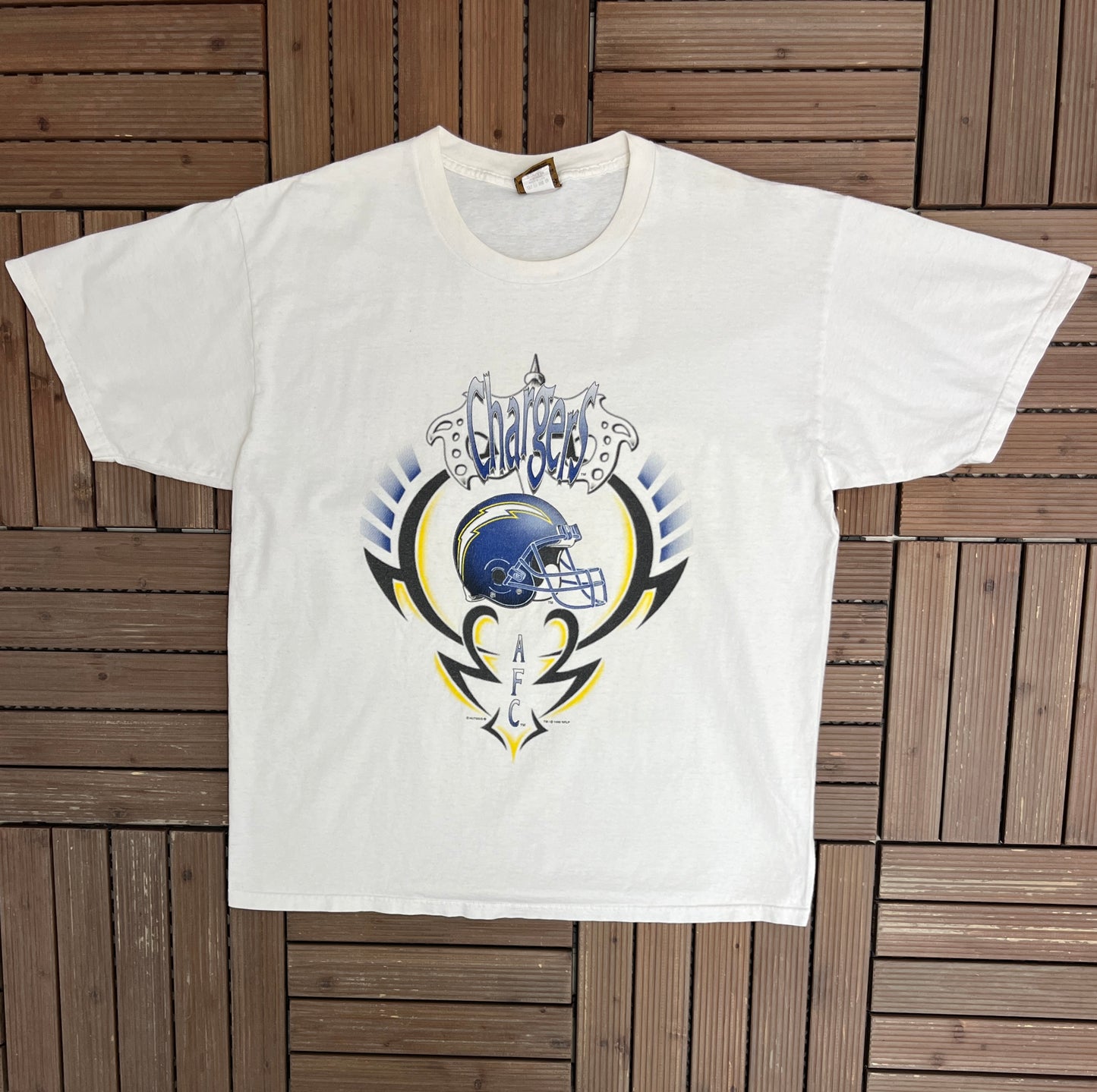 San Diego Chargers Graphic Tee | Size X-Large | Vintage 1990s NFL Football White T-Shirt |