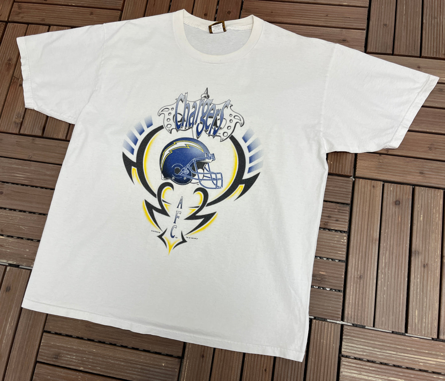 San Diego Chargers Graphic Tee | Size X-Large | Vintage 1990s NFL Football White T-Shirt |
