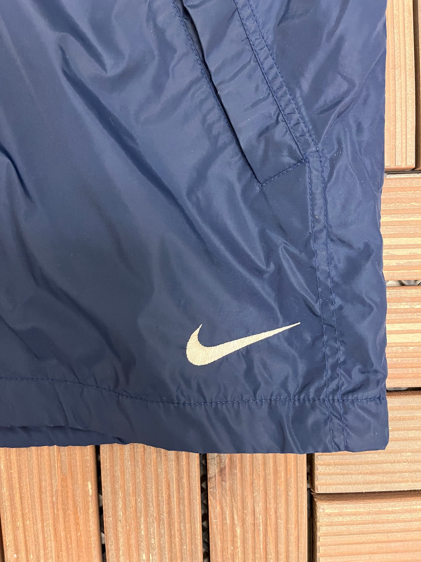 Nike Embroidered Swoosh Windbreaker Jacket | Size Large | Vintage 1990s Branded Blue Zip Up Windbreaker |