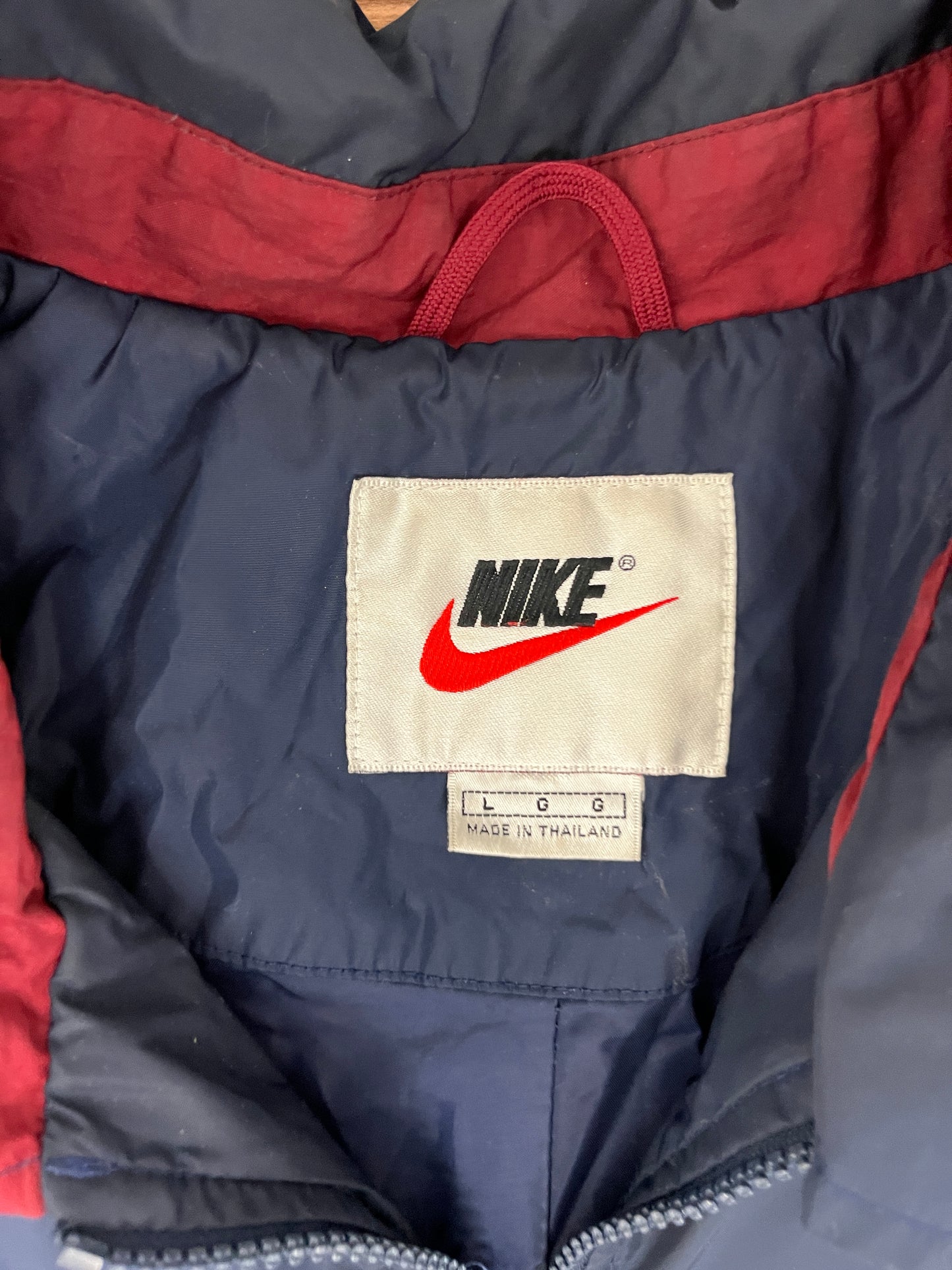 Nike Embroidered Swoosh Windbreaker Jacket | Size Large | Vintage 1990s Branded Blue Zip Up Windbreaker |