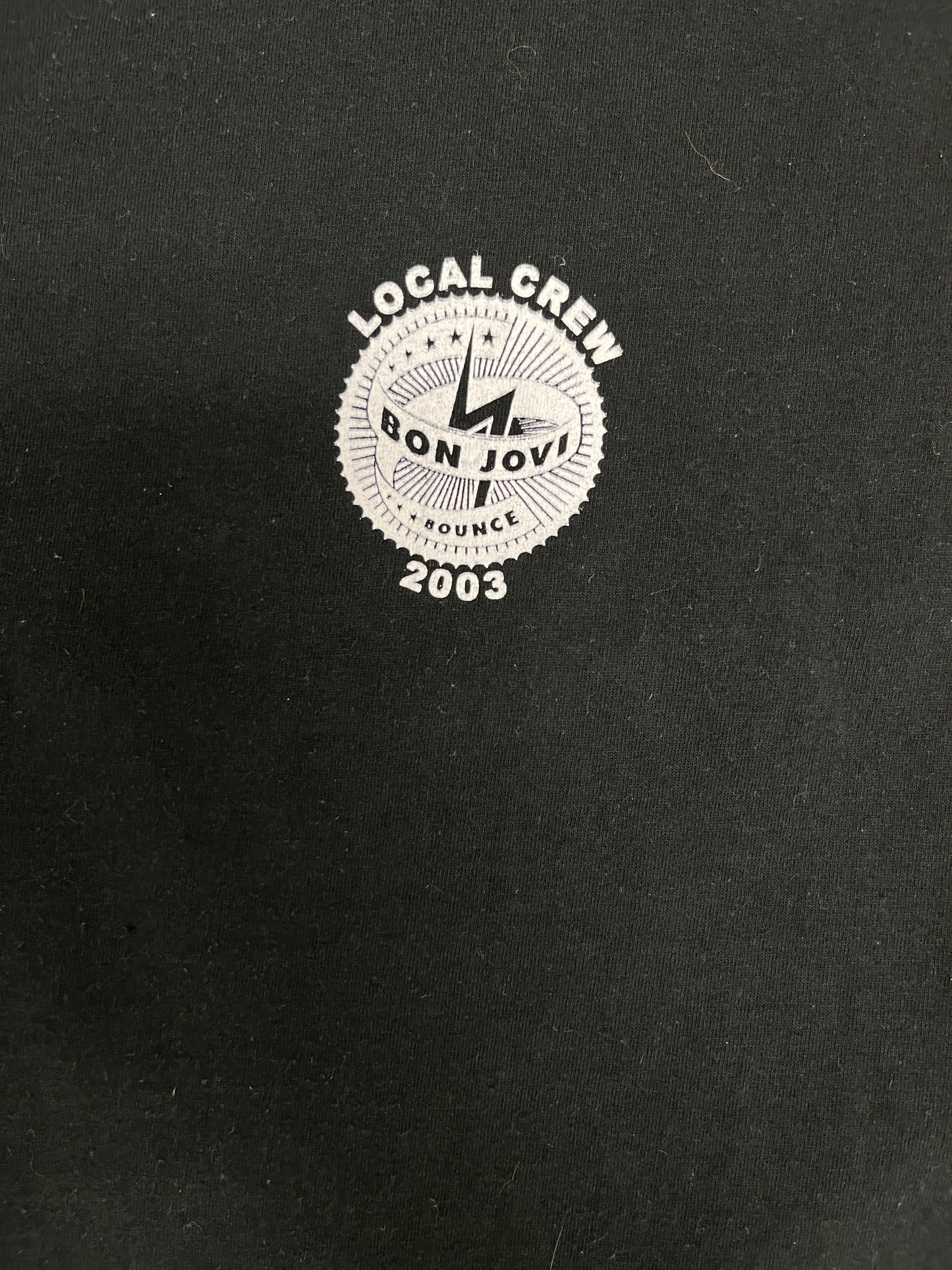 Bon Jovi Local Crew 2003 Tour Graphic Tee | Size X-Large | Vintage 2000s Rock Music Black T-Shirt |