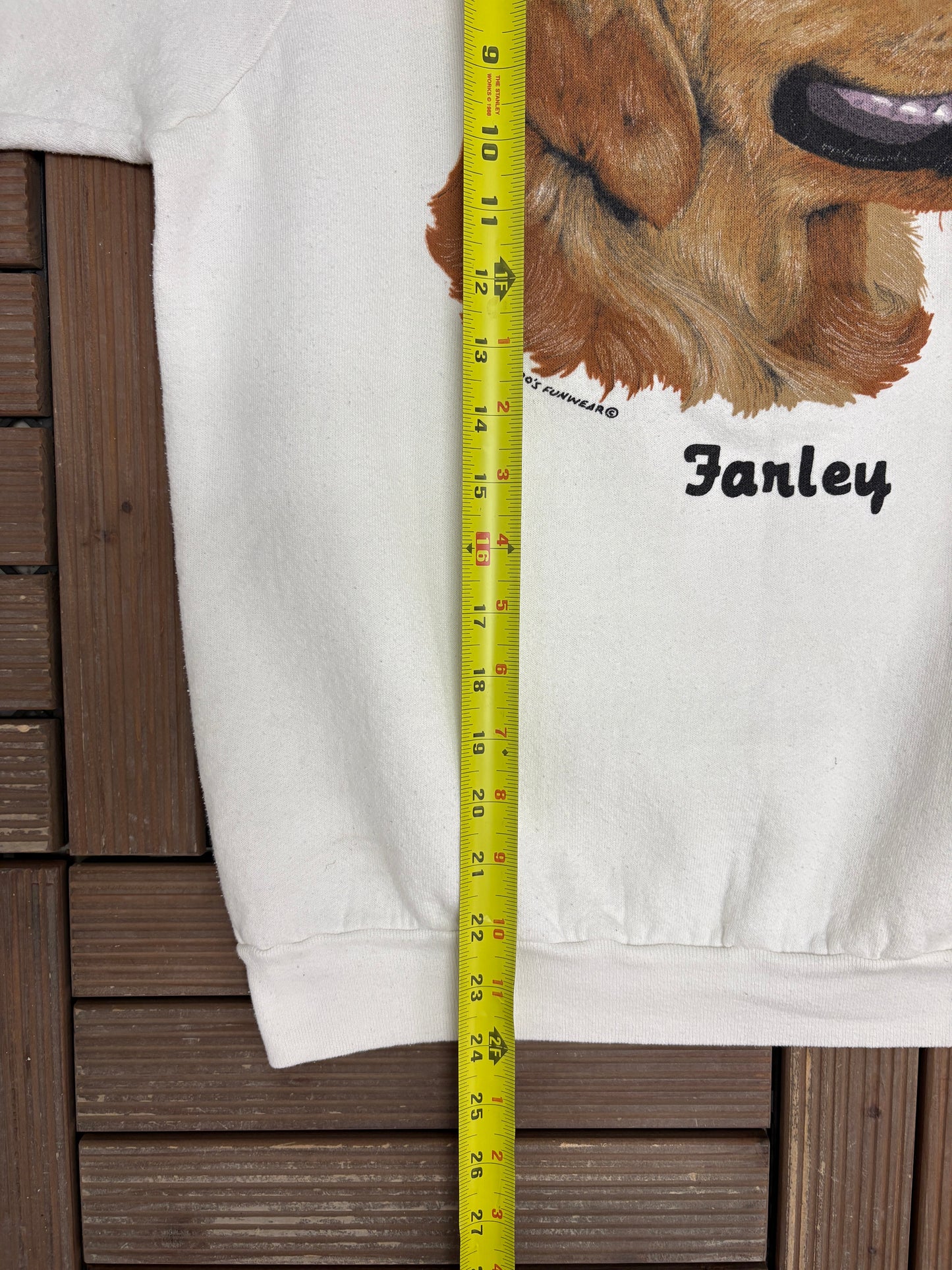 Fido's Famous Funwear Farley Graphic Crewneck | Size Large | Vintage 1990s Animal White Sweater |