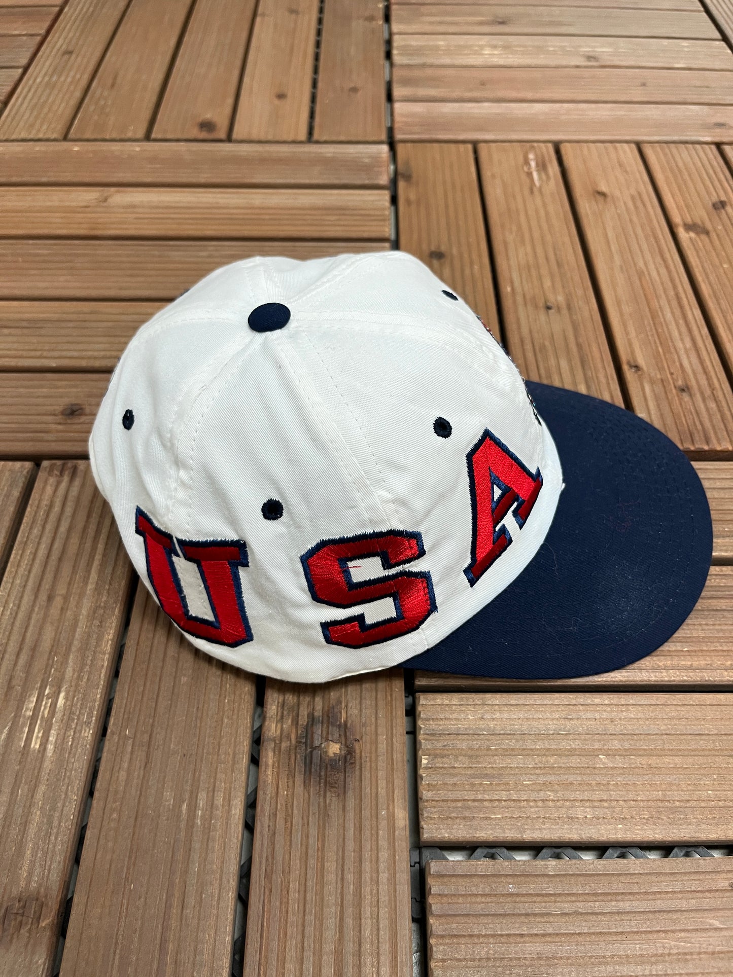 Atlanta 1996 Summer Olympics Graphic Hat | Snap Back | Vintage 1990s Promotional White Cap |