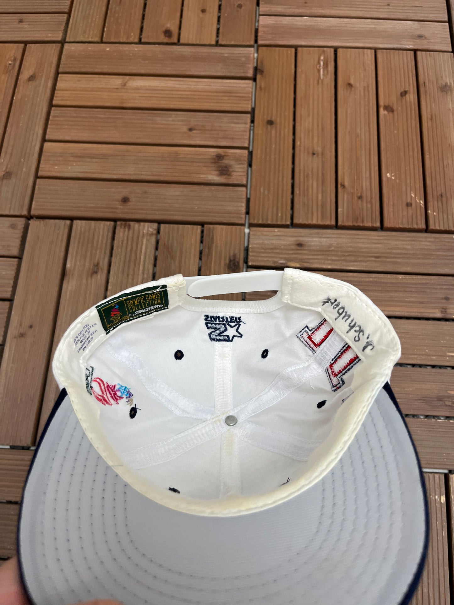 Atlanta 1996 Summer Olympics Graphic Hat | Snap Back | Vintage 1990s Promotional White Cap |