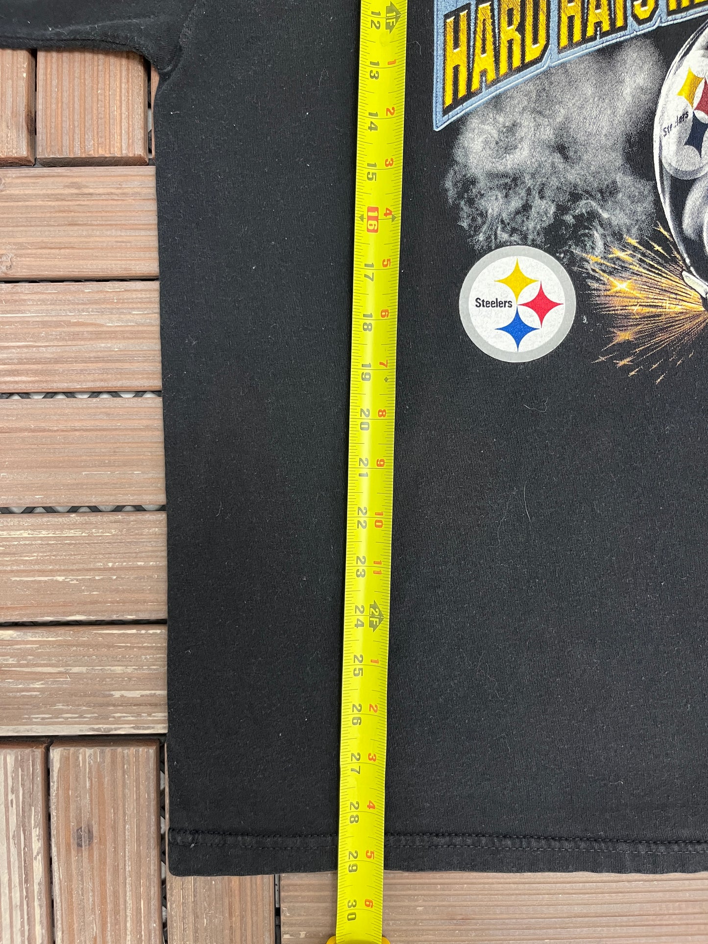 Pittsburgh Steelers Hard Hats Required Graphic Tee | Size XX-Large | Vintage 2000s NFL Football Black T-Shirt |