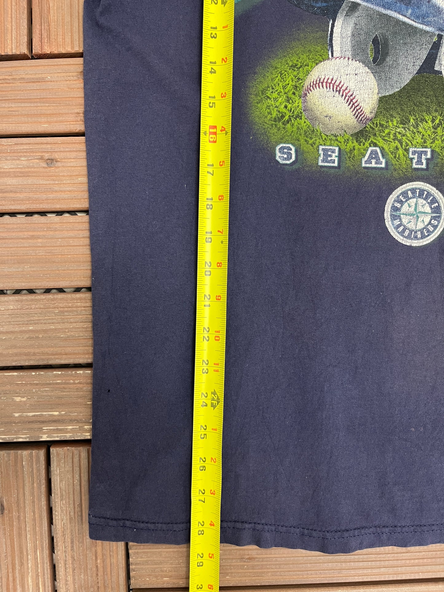 Seattle Mariners Feel The Power Graphic Tee | Size Large | Vintage 2000s MLB Baseball Blue T-Shirt |