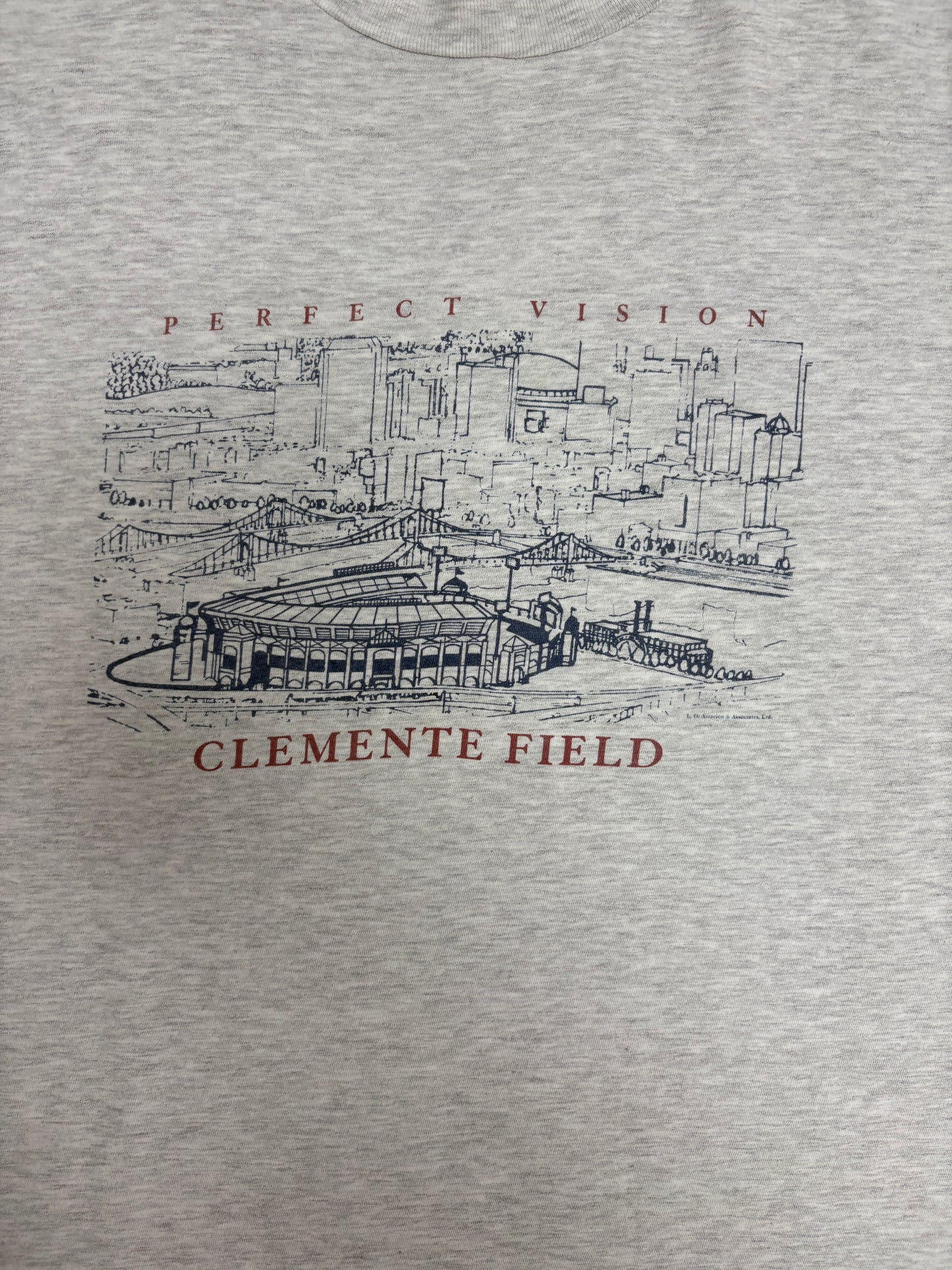 Clemente Field Perfect Vision Graphic Tee | Size XX-Large | Vintage 1990s Promotional Grey T-Shirt |