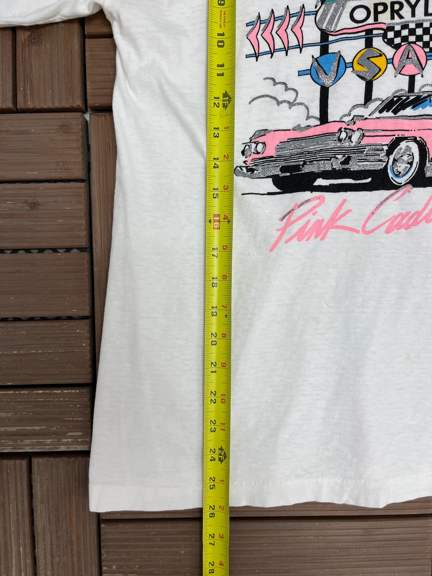Pink Cadillac Opryland Graphic Tee | Size Large | Vintage 1990s Car White T-Shirt |