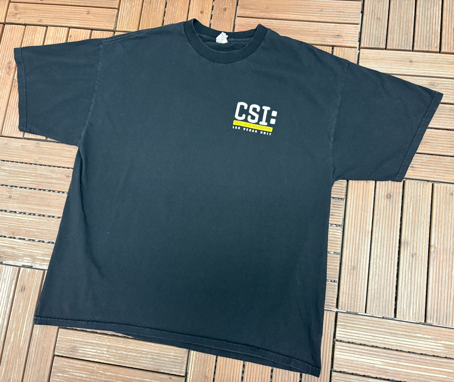 CSI Crime Scene Investigation Las Vegas Graphic Tee | Size XX-Large | Vintage 2000s Promotional Black T-Shirt |