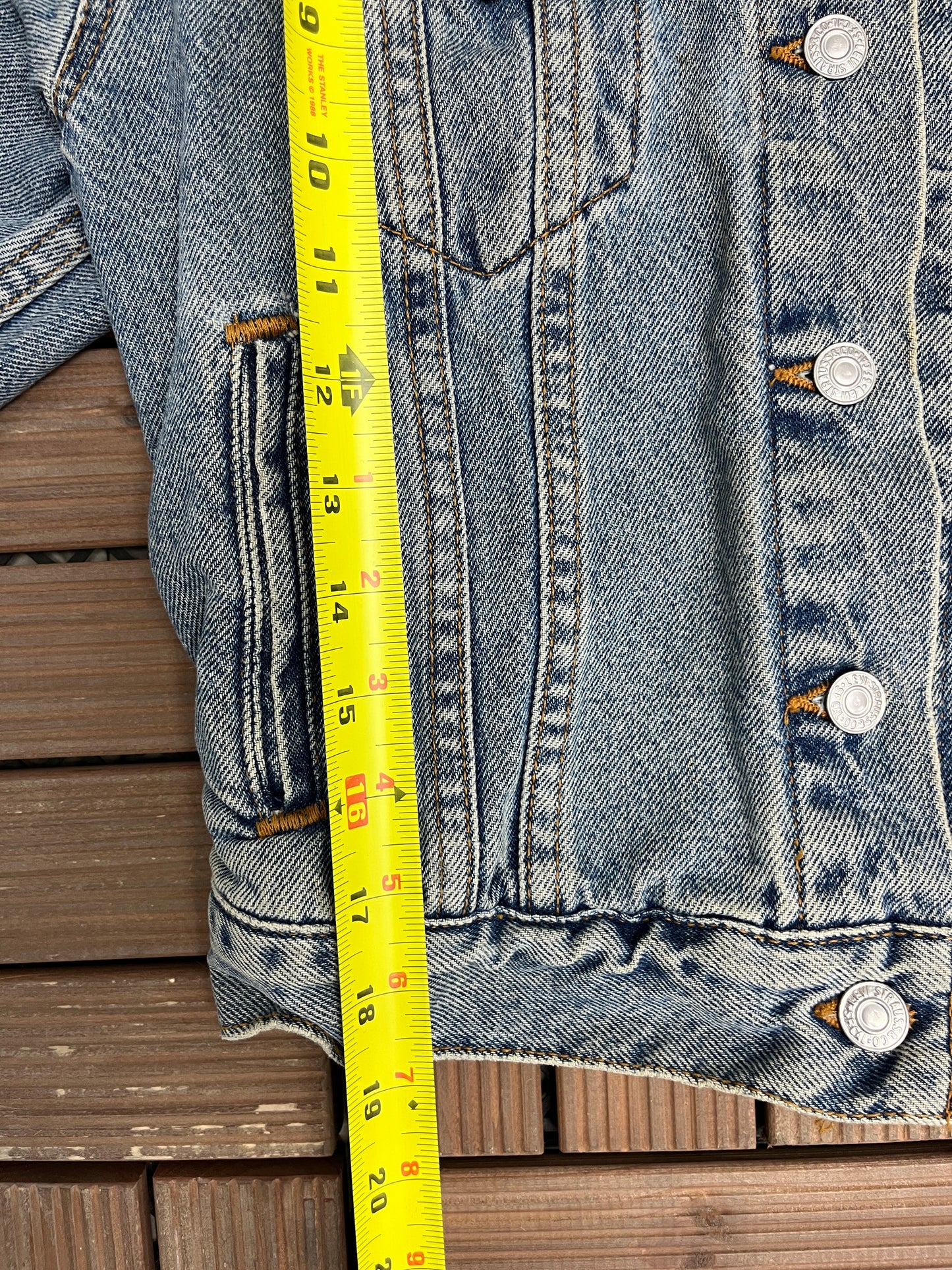 Levi Strauss & Co 77715-0220 Red Tab Denim Jacket | Size Small | Vintage 1990s Blue Jean Trucker Jacket | Made in USA |