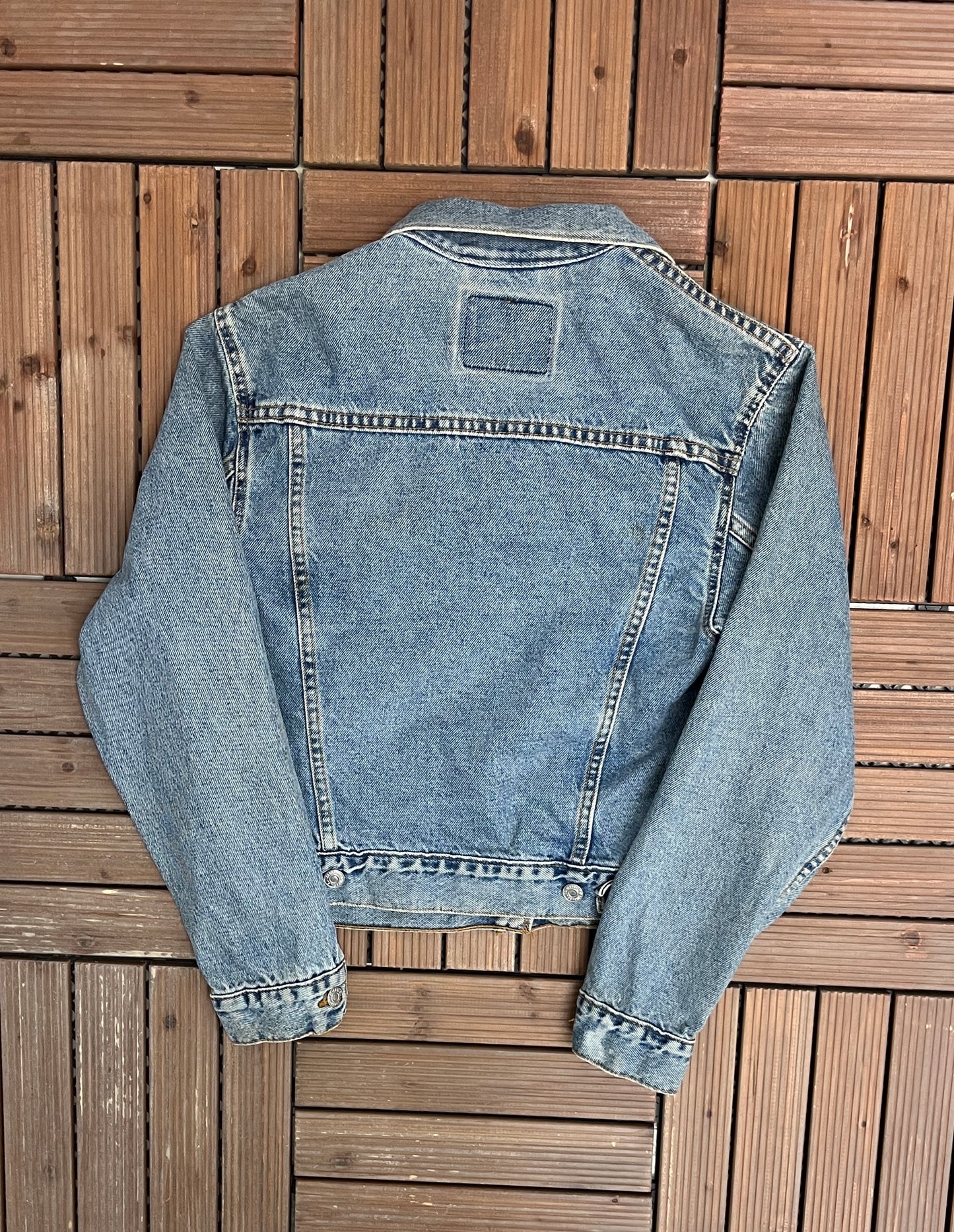 Levi Strauss & Co 77715-0220 Red Tab Denim Jacket | Size Small | Vintage 1990s Blue Jean Trucker Jacket | Made in USA |