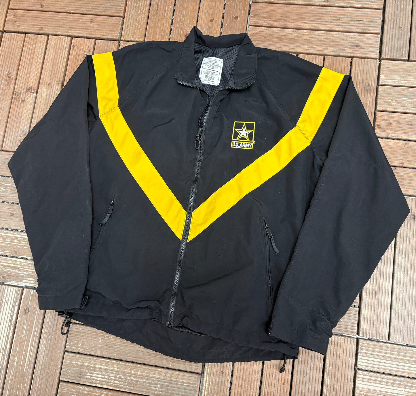 United States Army Embroidered Graphic Windbreaker | Size Small | Vintage 2000s Military Black Jacket |
