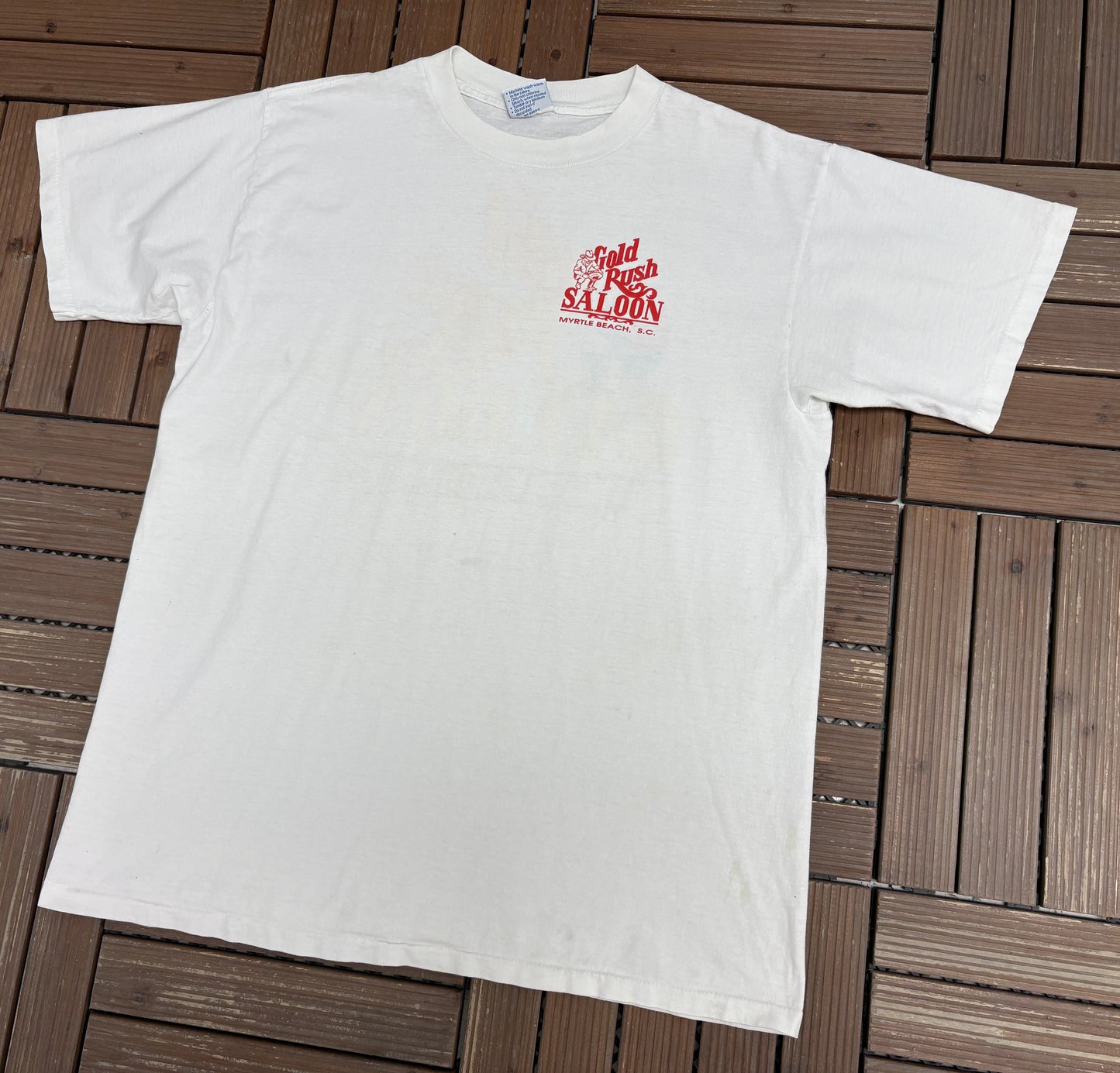 Gold Rush Saloon Myrtle Beach Graphic Tee | Size X-Large | Vintage 1990s Promotional White T-Shirt | Made in USA |