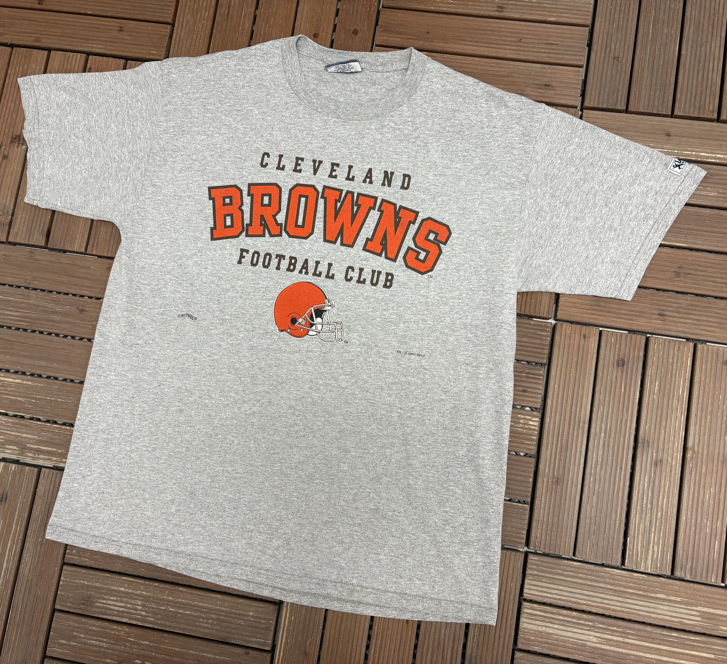 Cleveland Browns Football Club Graphic Tee | Size X-Large | Vintage 1990s NFL Football Grey T-Shirt |