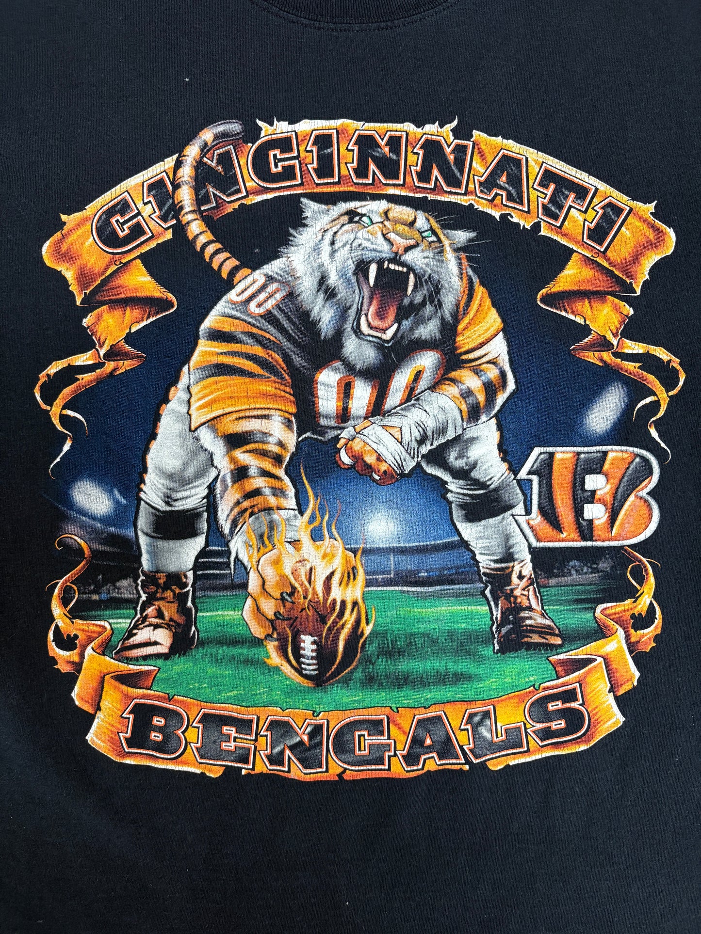 Cincinnati Bengals Graphic Tee | Size Large | Vintage 2000s NFL Football Black T-Shirt |