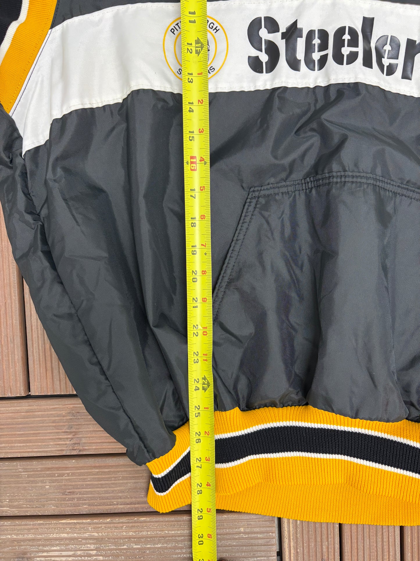 Pittsburgh Steelers Graphic Windbreaker | Size X-Large | Vintage 1990s NFL Football Black Jacket |