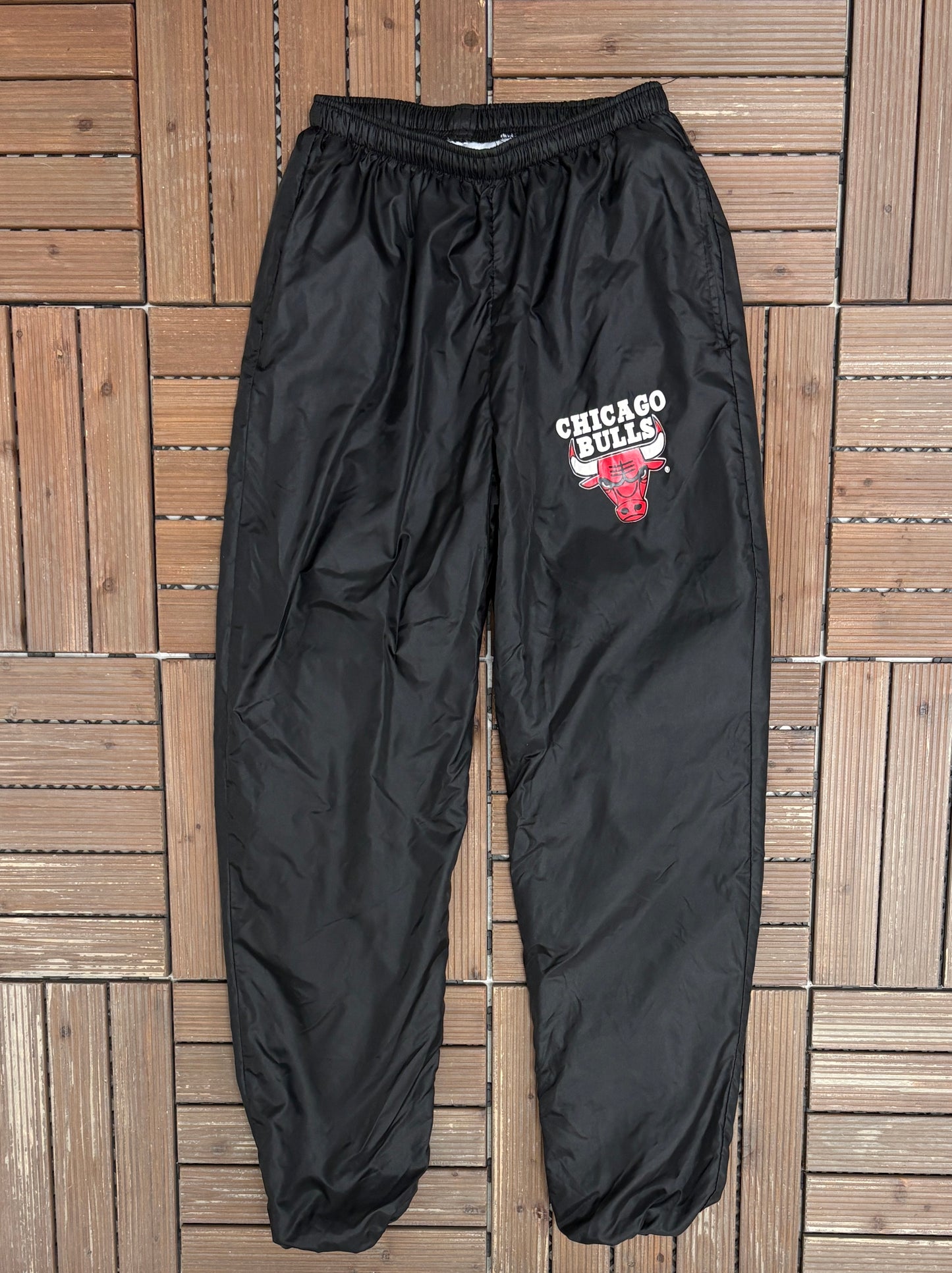 Chicago Bulls Graphic Track Pants | Size Small | Vintage 1990s NBA Basketball Track Pants |