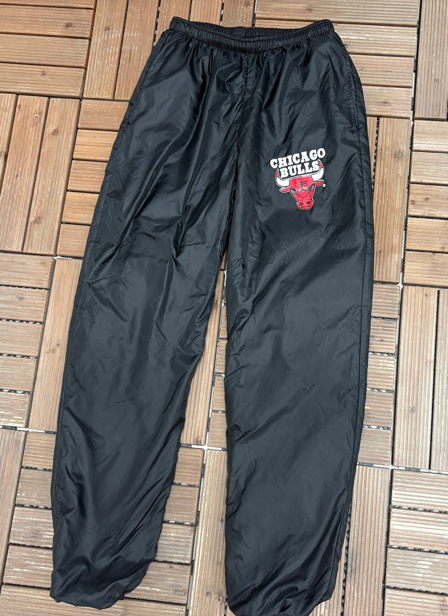Chicago Bulls Graphic Track Pants | Size Small | Vintage 1990s NBA Basketball Track Pants |