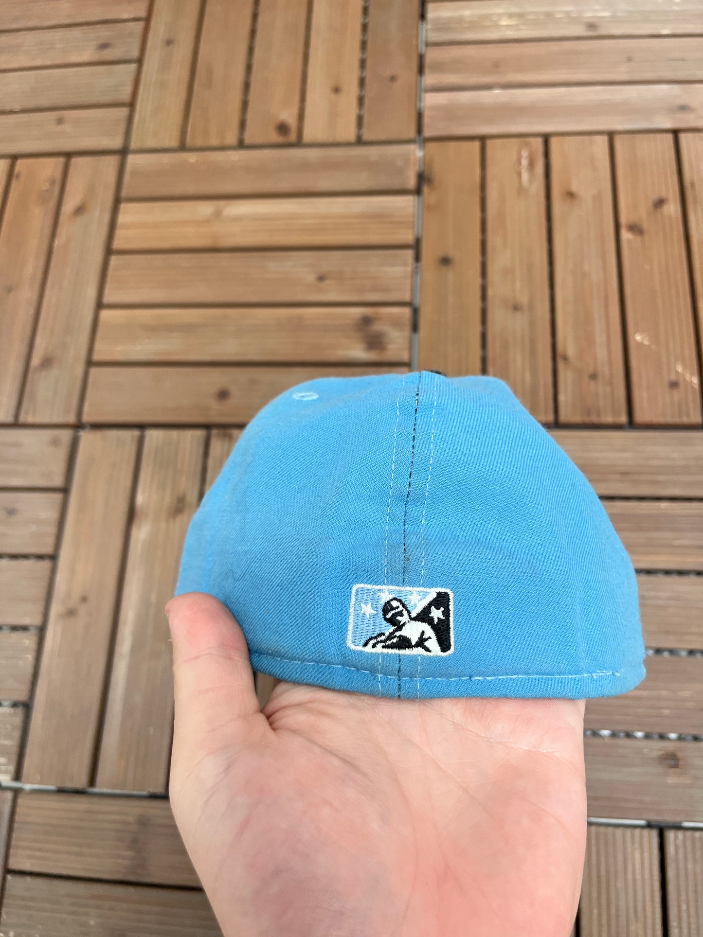 Erie SeaWolves Graphic Hat | Size 7 5/8 | Vintage 1990s MiLB Baseball Blue Fitted Cap |