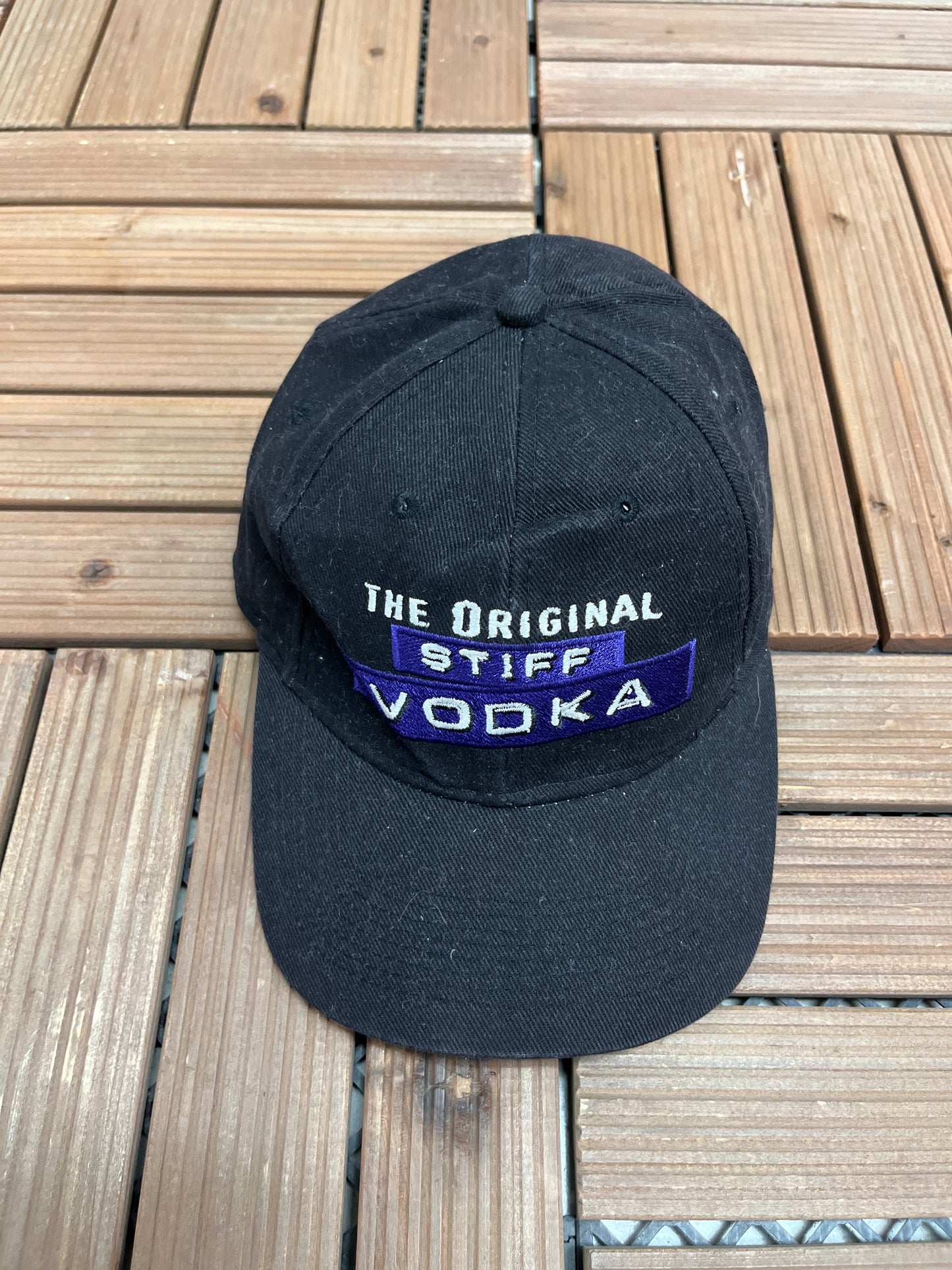 The Original Stiff Vodka Graphic Hat | Strap Back | Vintage 2000s Promotional Black Cap |