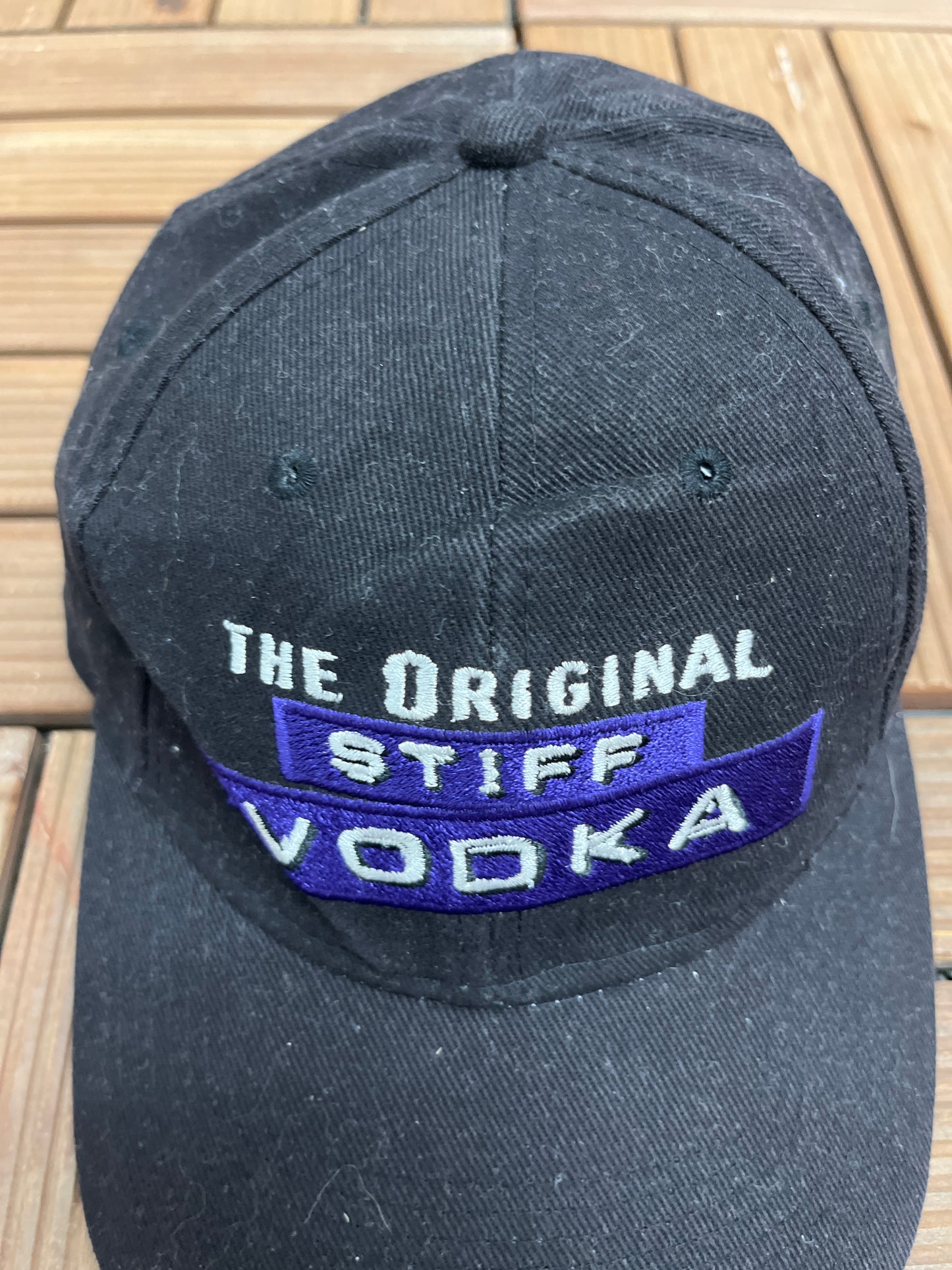 The Original Stiff Vodka Graphic Hat | Strap Back | Vintage 2000s Promotional Black Cap |