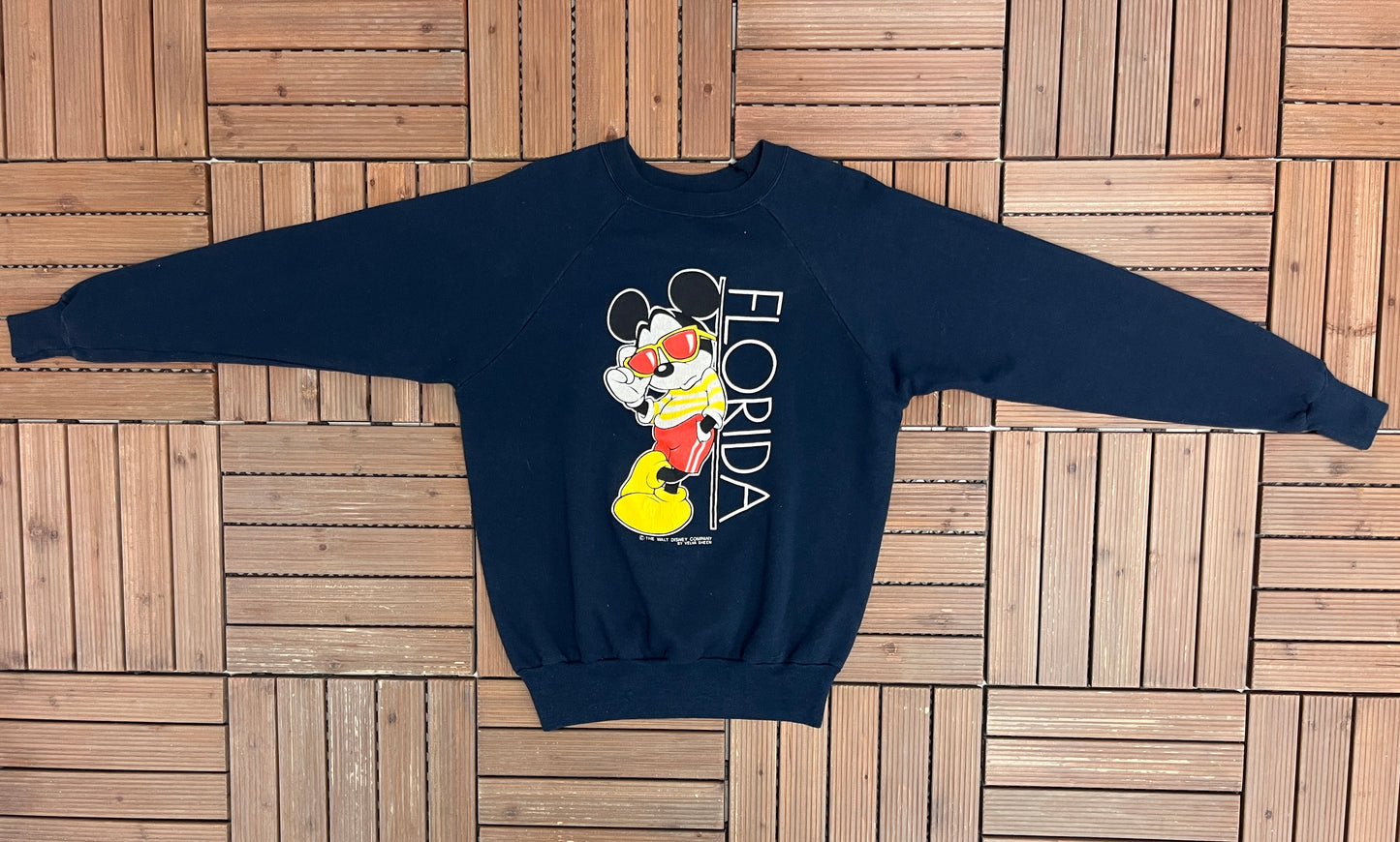 Mickey Mouse Florida Graphic Crewneck | Size Large | Vintage 1990s Disney Promotional Graphic Crewneck |