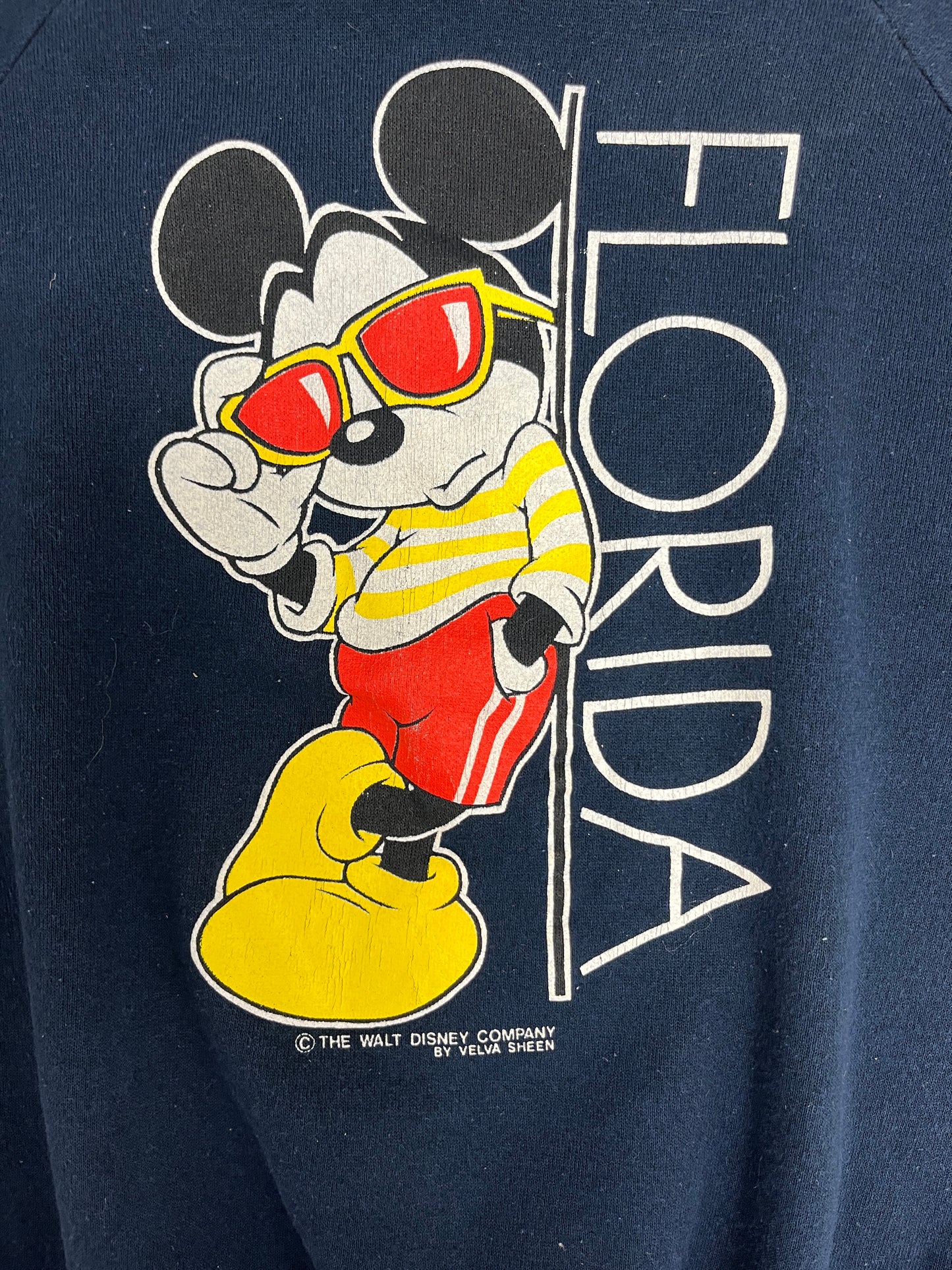 Mickey Mouse Florida Graphic Crewneck | Size Large | Vintage 1990s Disney Promotional Graphic Crewneck |