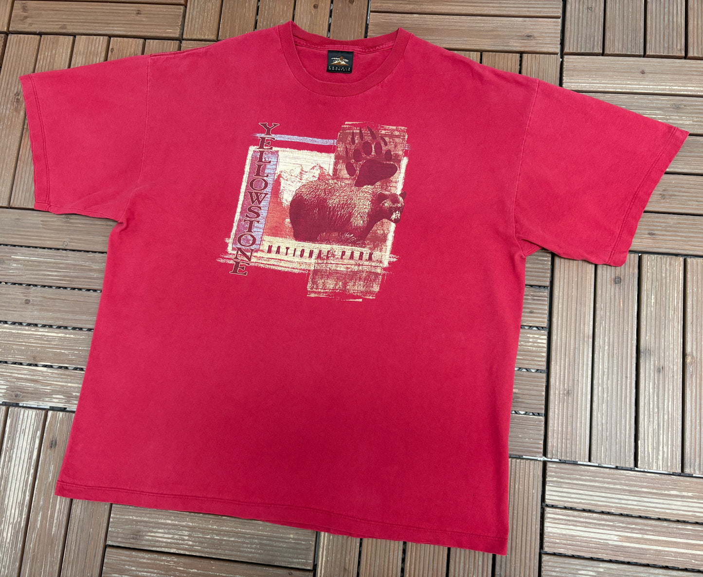 Yellowstone National Park Graphic Tee | Size XX-Large | Vintage 1990s Tourist Promotional Red T-Shirt |
