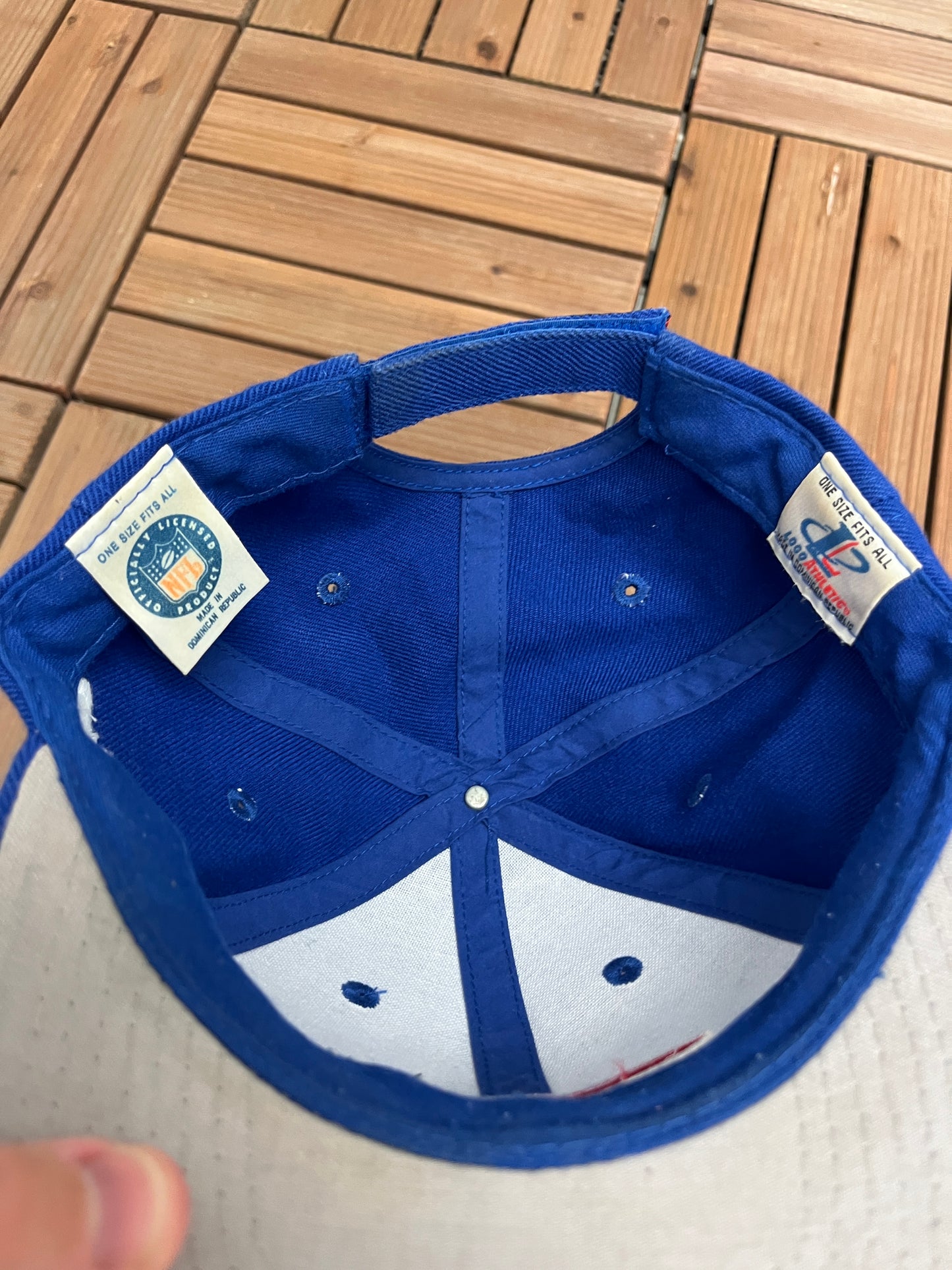 New England Patriots Embroidered Graphic Hat | Strap Back | Vintage 1990s NFL Football Blue Hat |