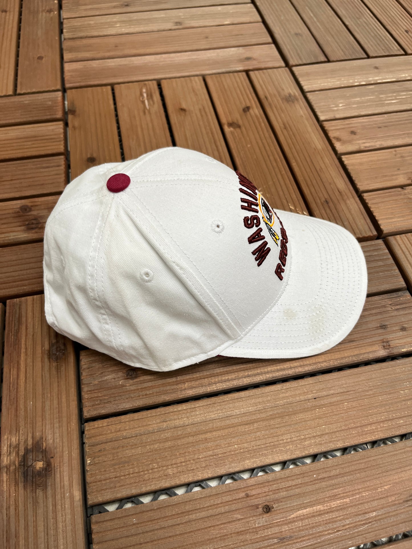 Washington Redskins Embroidered Graphic Hat | Strap Back | Vintage 2000s NFL Football White Cap |