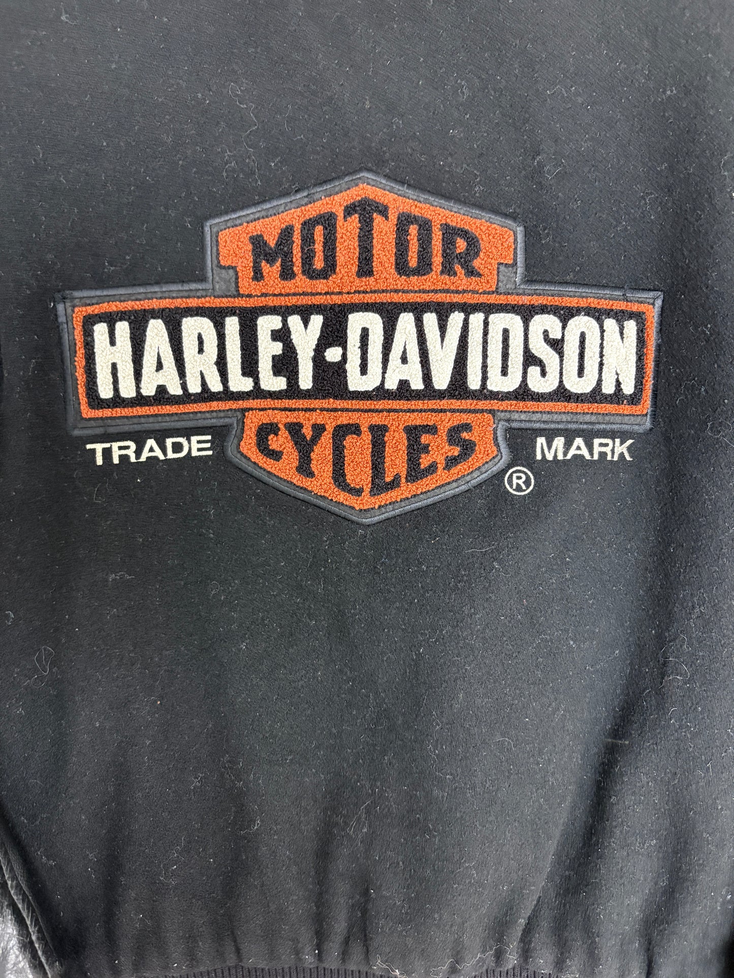 Harley Davidson Embroidered Graphic Jacket | Size Small | Vintage 1990s Black Varsity Bomber Jacket |
