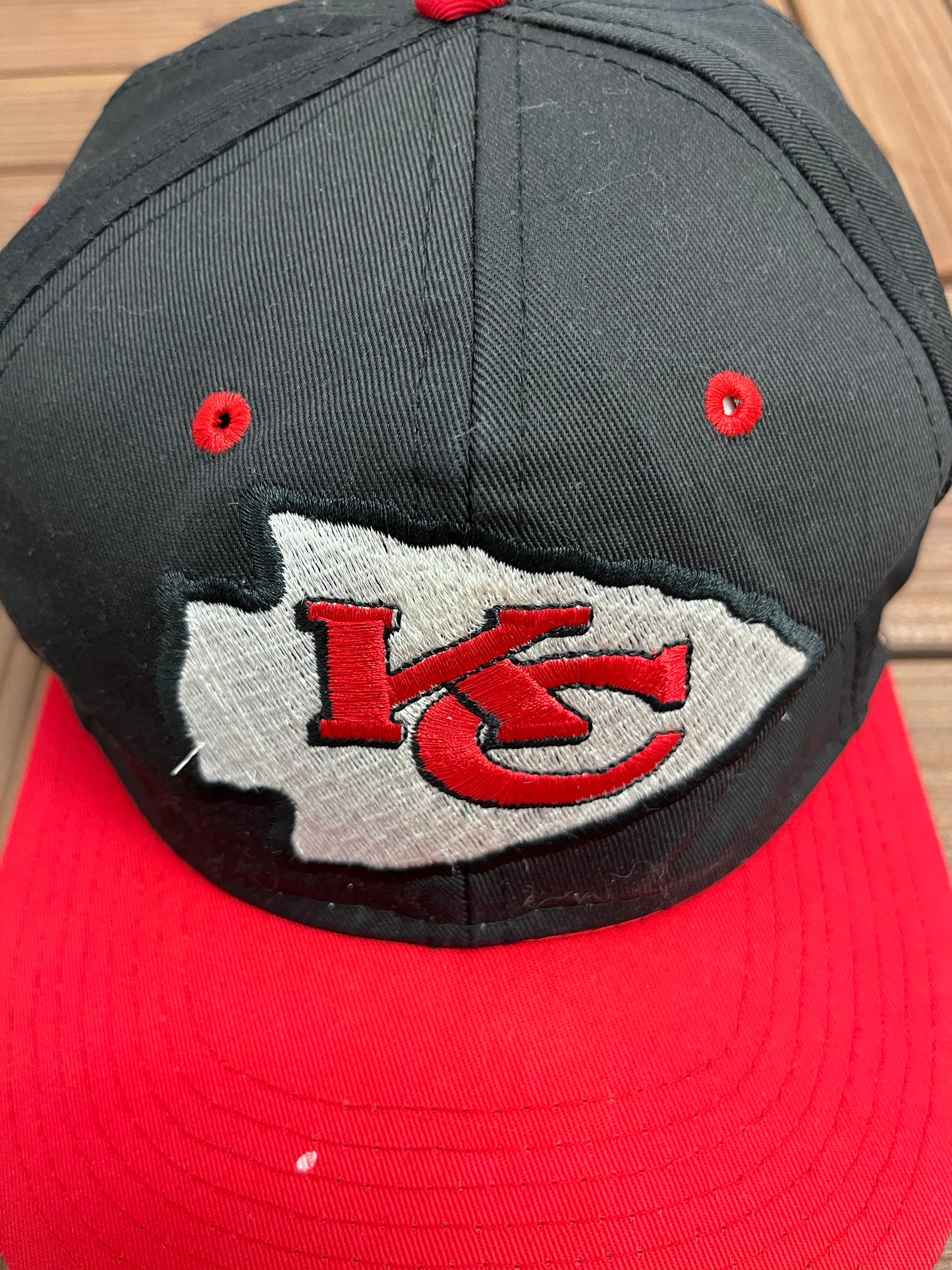 Kansas City Chiefs Embroidered Graphic Hat | Snap Back | Vintage 1990s NFL Football Black Cap |