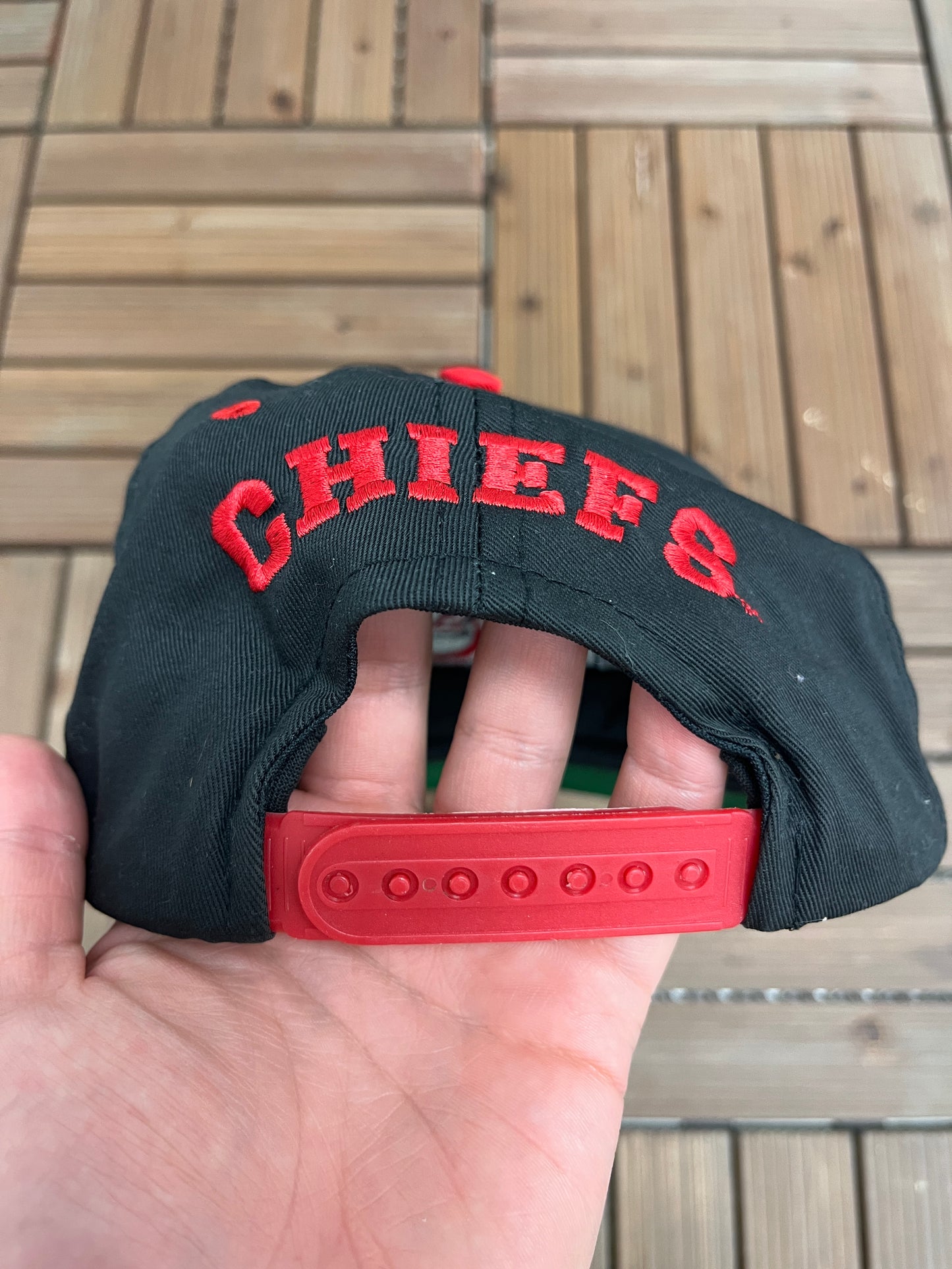 Kansas City Chiefs Embroidered Graphic Hat | Snap Back | Vintage 1990s NFL Football Black Cap |