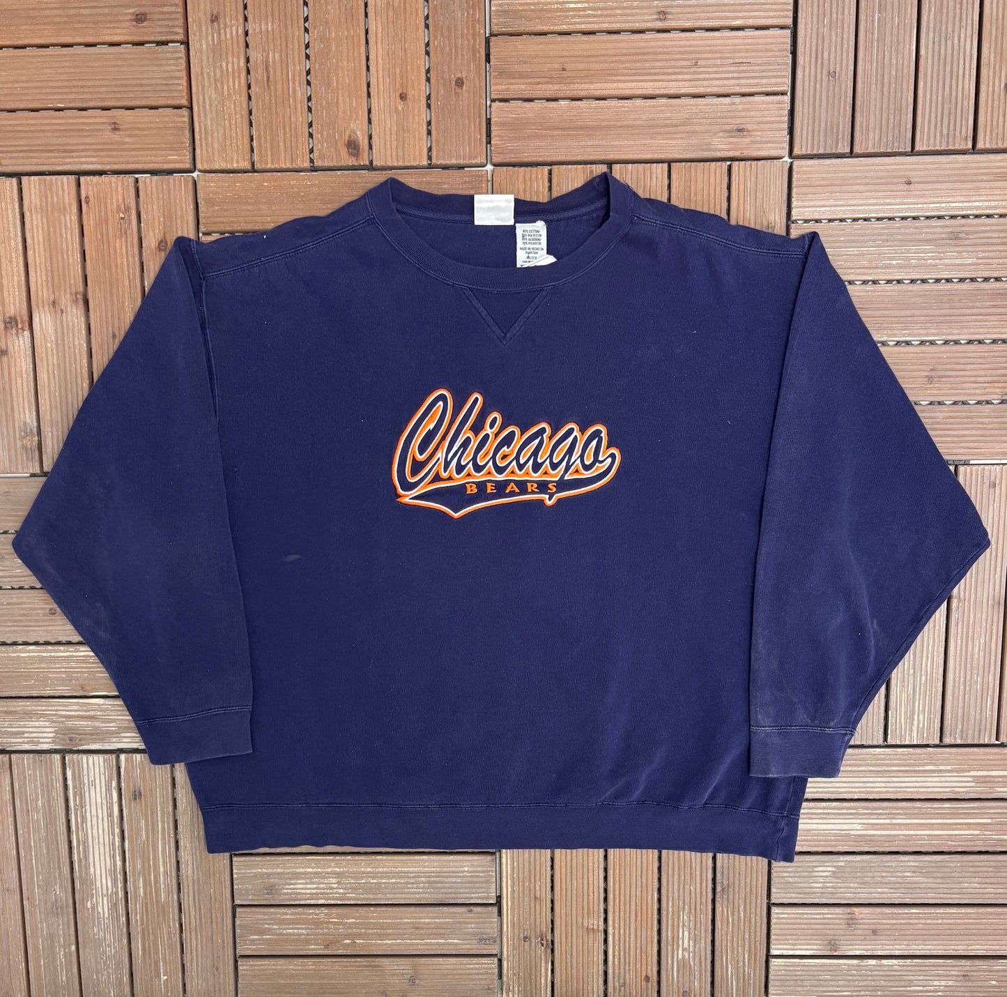 Chicago Bears Embroidered Graphic Crewneck | Size XX-Large | Vintage 2000s NFL Football Blue Sweater |