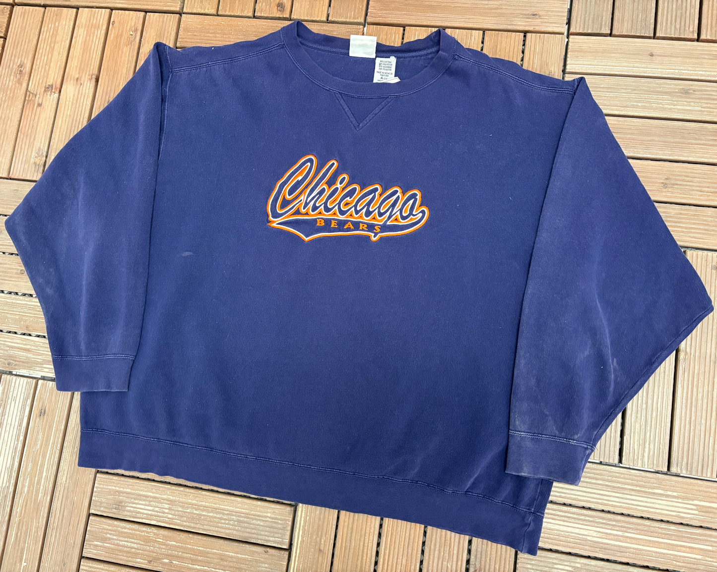Chicago Bears Embroidered Graphic Crewneck | Size XX-Large | Vintage 2000s NFL Football Blue Sweater |