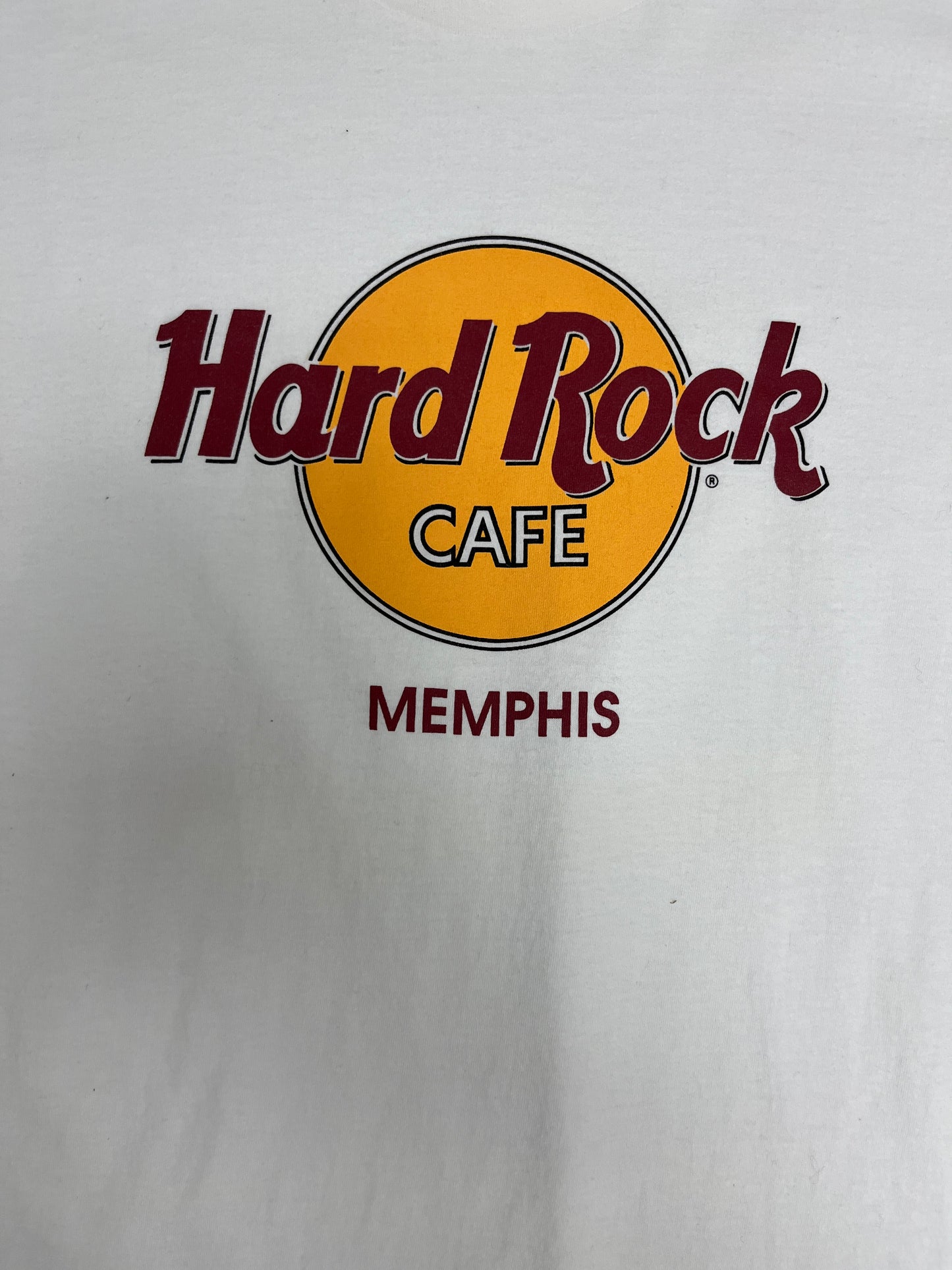 Hard Rock Cafe Memphis Graphic Tee | Size X-Large | Vintage 1990s Promotional White T-Shirt |