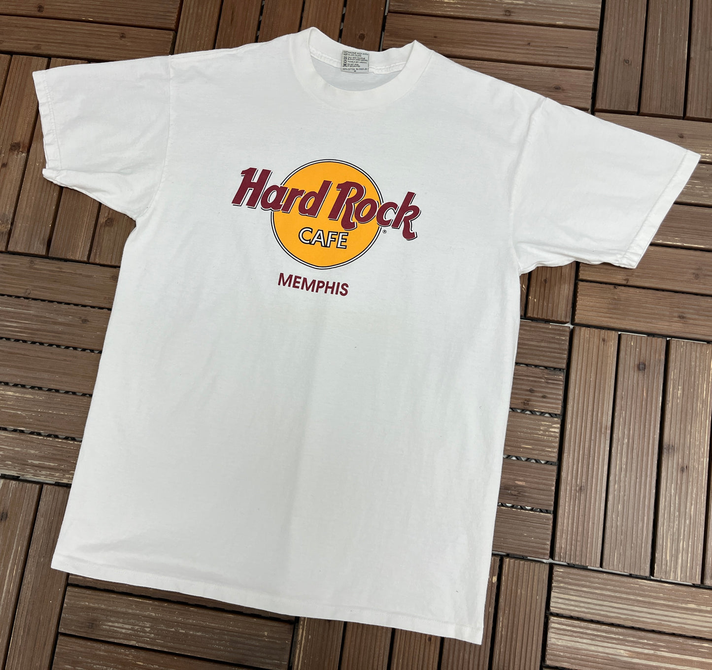 Hard Rock Cafe Memphis Graphic Tee | Size X-Large | Vintage 1990s Promotional White T-Shirt |