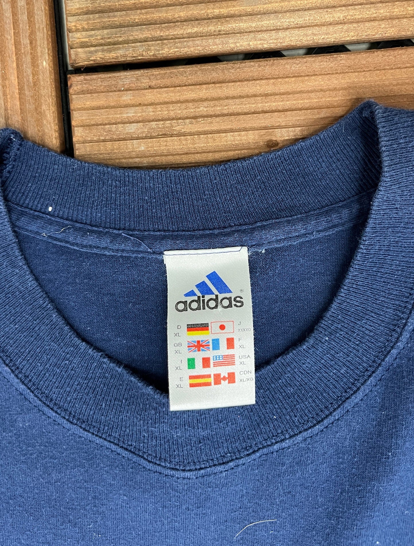 French Football Federation 2000 Graphic Tee | Size X-Large | Vintage 2000s Adidas Soccer Football Blue T-Shirt |