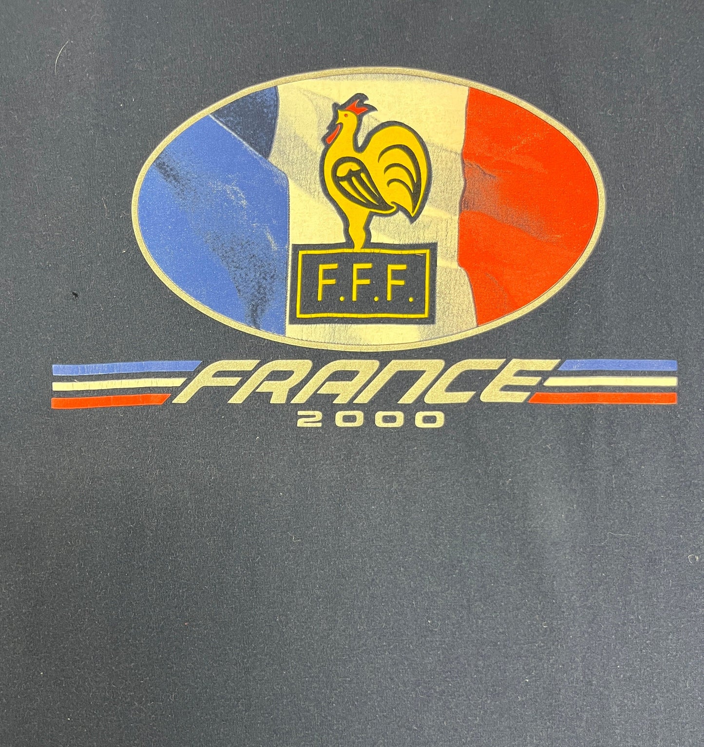 French Football Federation 2000 Graphic Tee | Size X-Large | Vintage 2000s Adidas Soccer Football Blue T-Shirt |