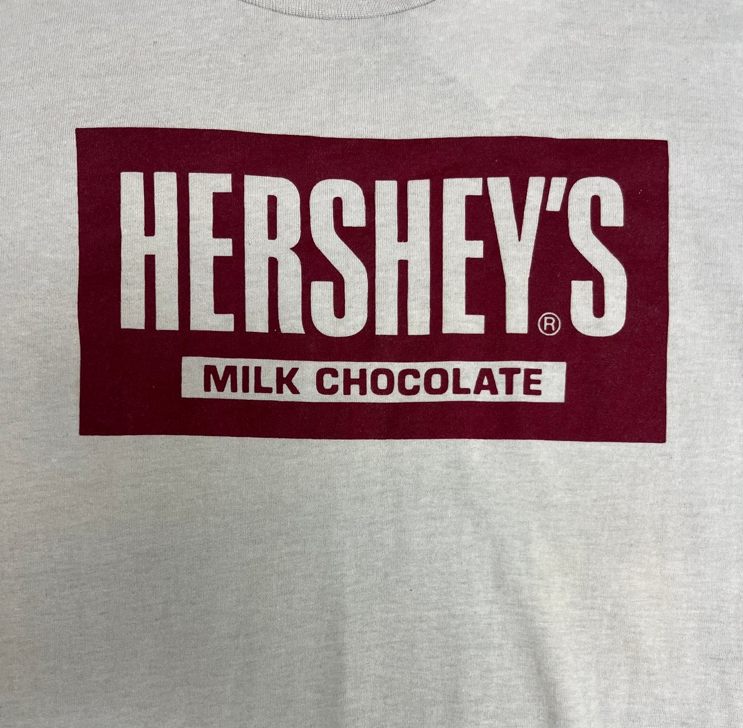 Hershey's Milk Chocolate Graphic Tee | Size X-Large | Vintage 1990s Candy Promotional Grey T-Shirt | Made in USA |