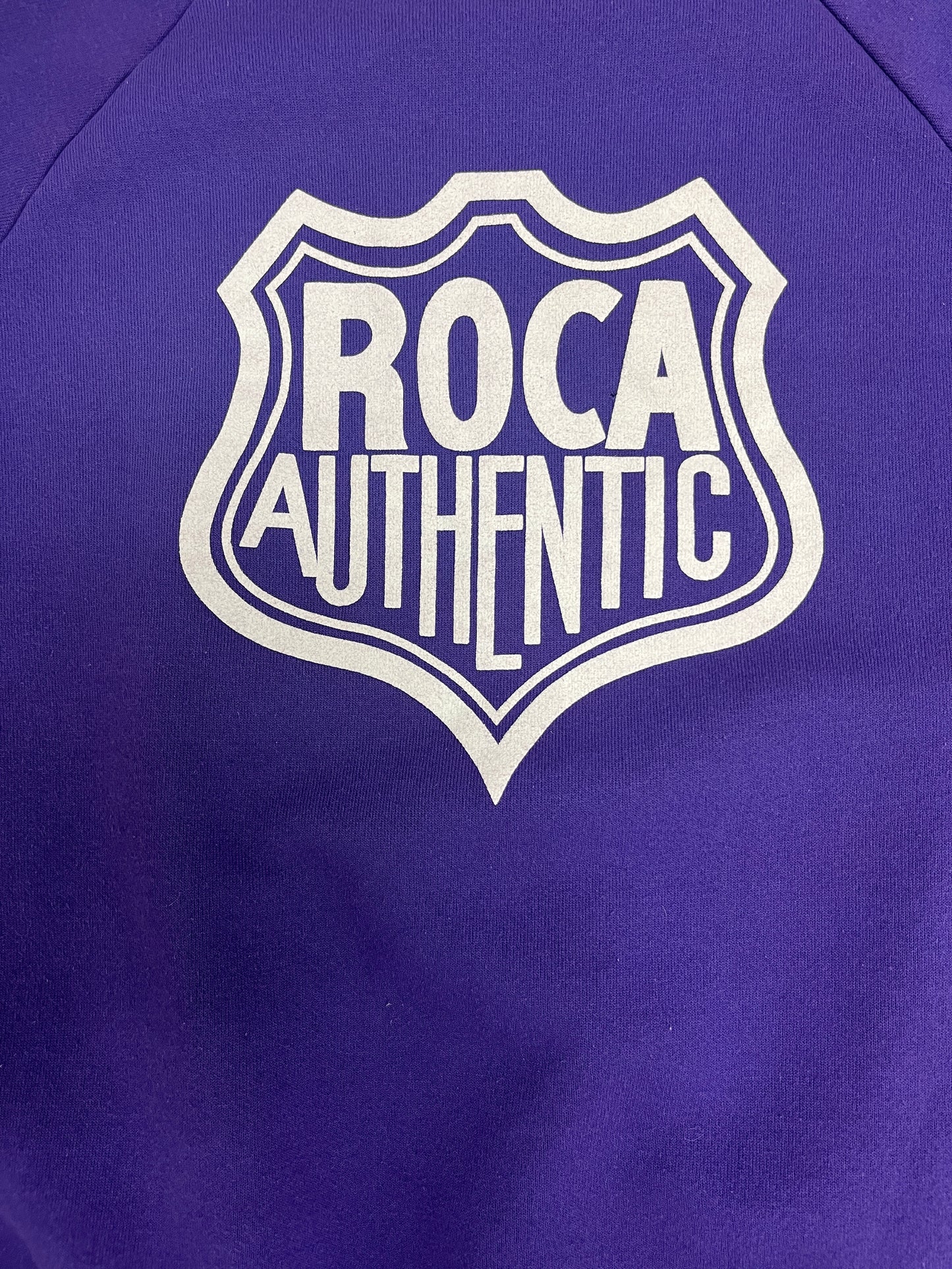 Roca Authentic Graphic Crewneck | Size XX-Large | Vintage 1980s Branded Promotional Purple Sweatshirt |